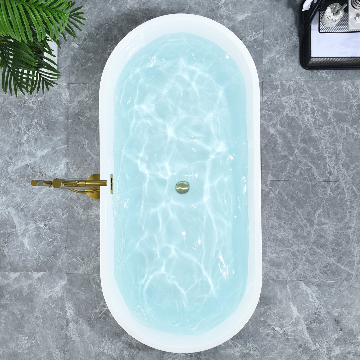 Contemporary Oval Design Freestanding Soaking Bathtub by Altair