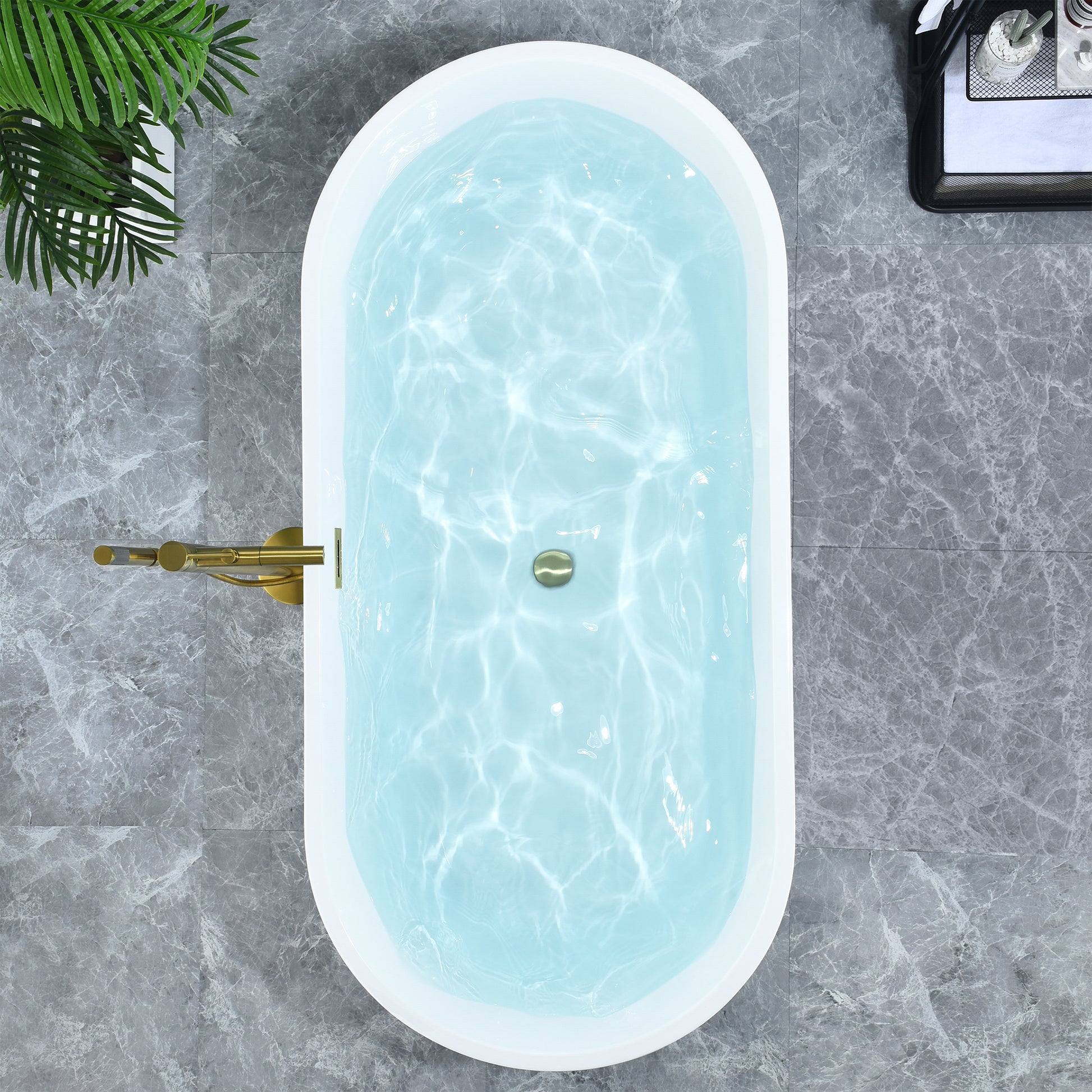 Contemporary Oval Design Freestanding Soaking Bathtub by Altair