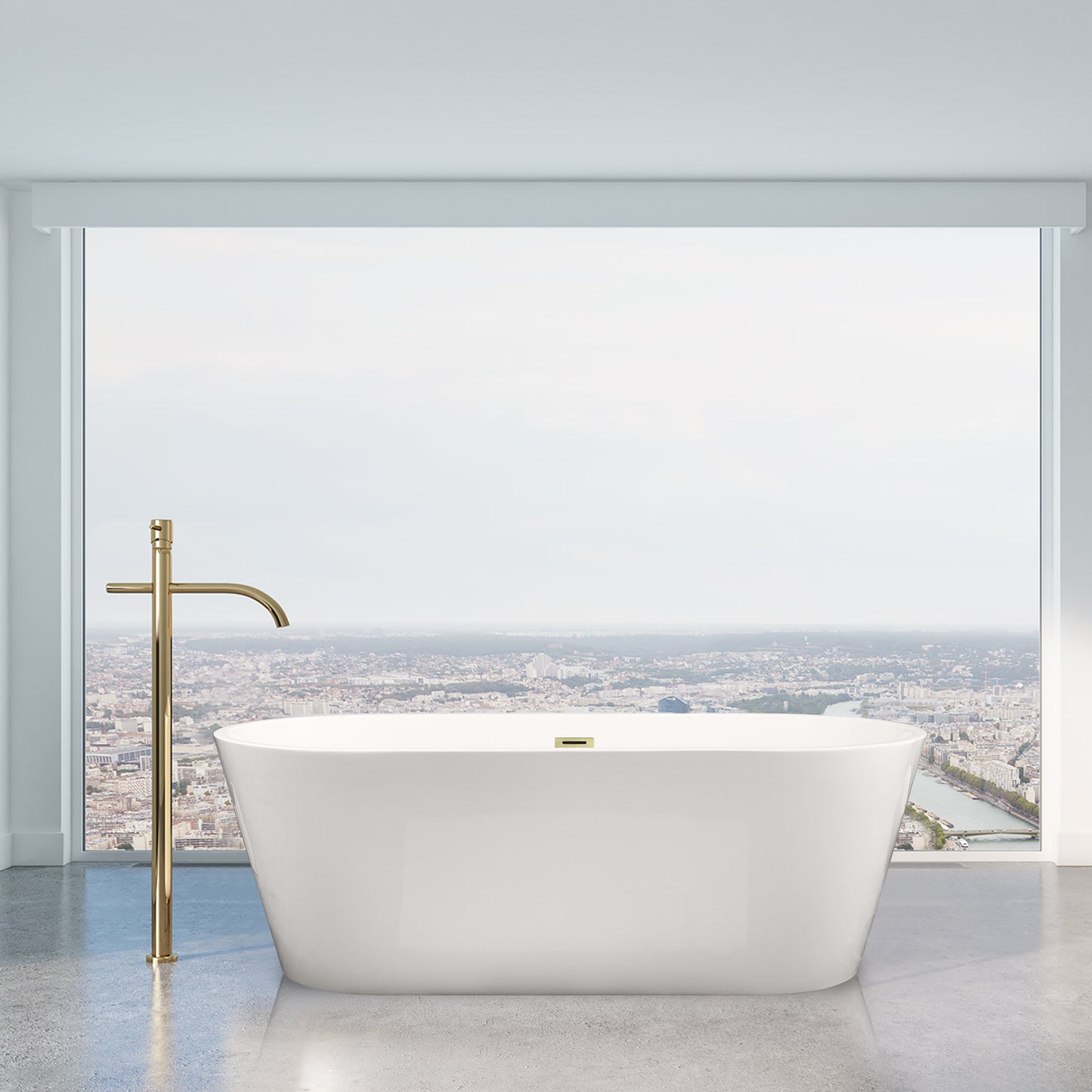 Contemporary Oval Design Freestanding Soaking Bathtub by Altair