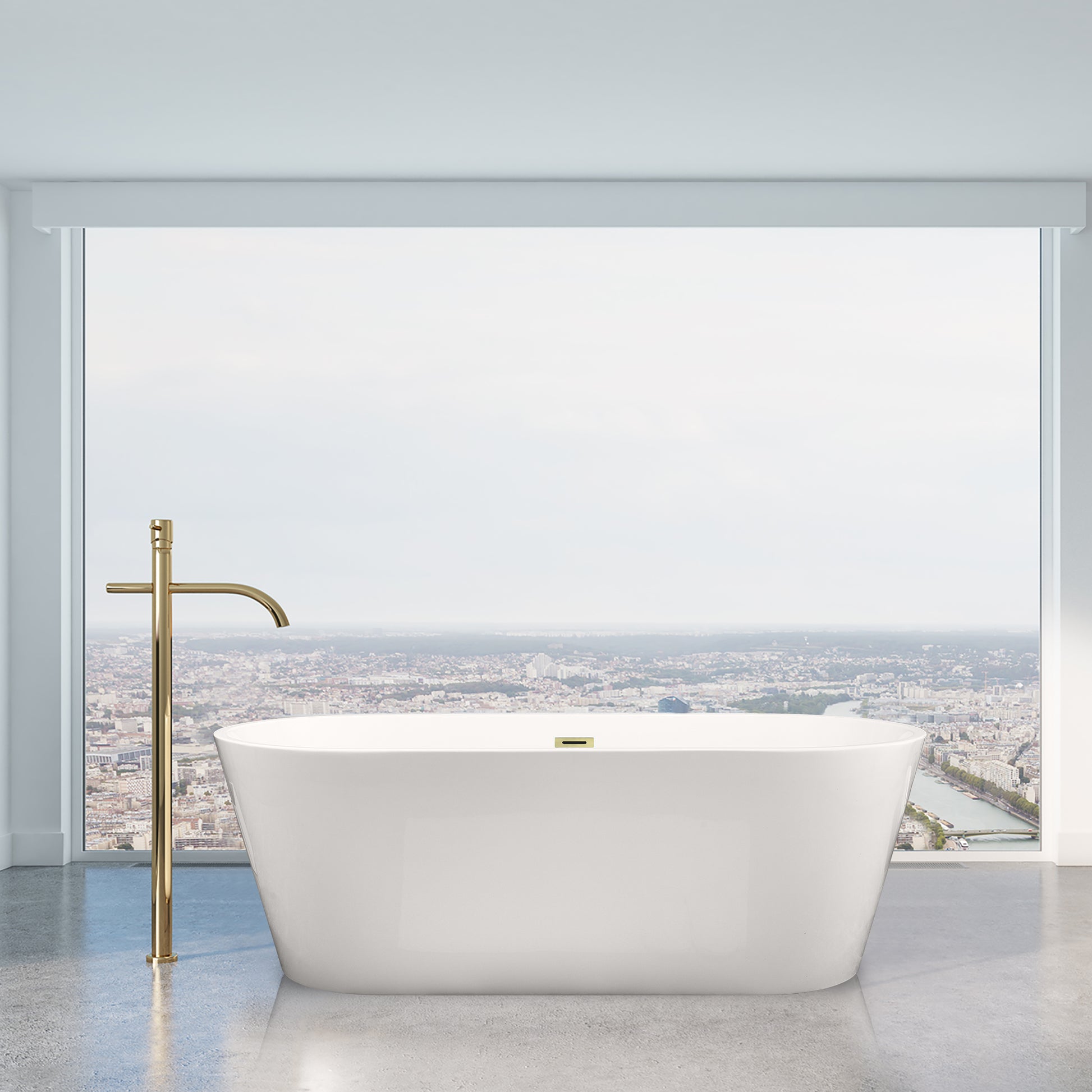 Contemporary Oval Design Freestanding Soaking Bathtub by Altair