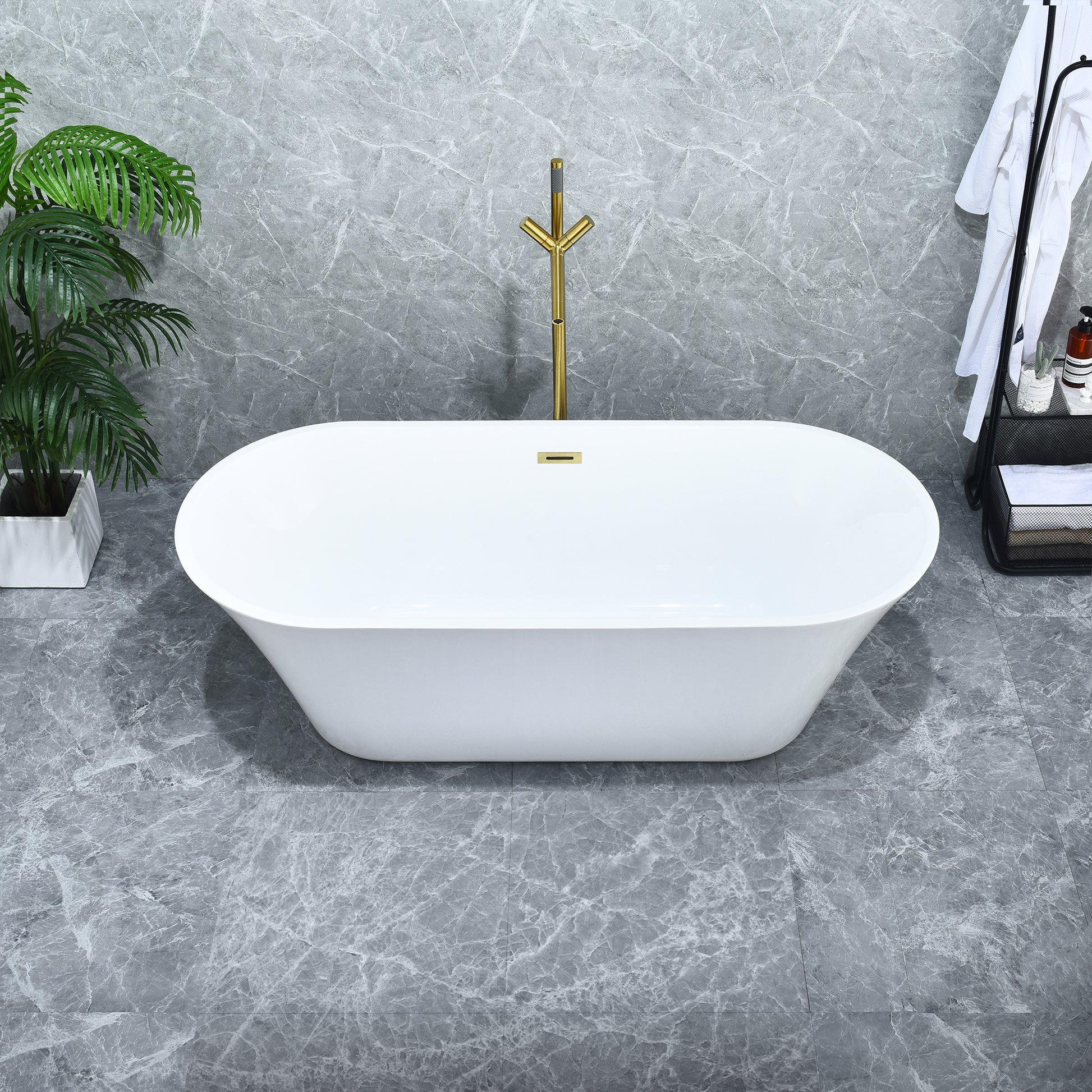 Sleek, Contemporary Oval Design Freestanding Bathtub by Altair