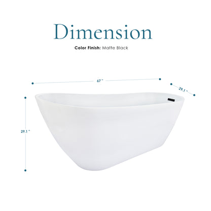 Contemporary, Single-Slipper Design Freestanding Bathtub by Altair