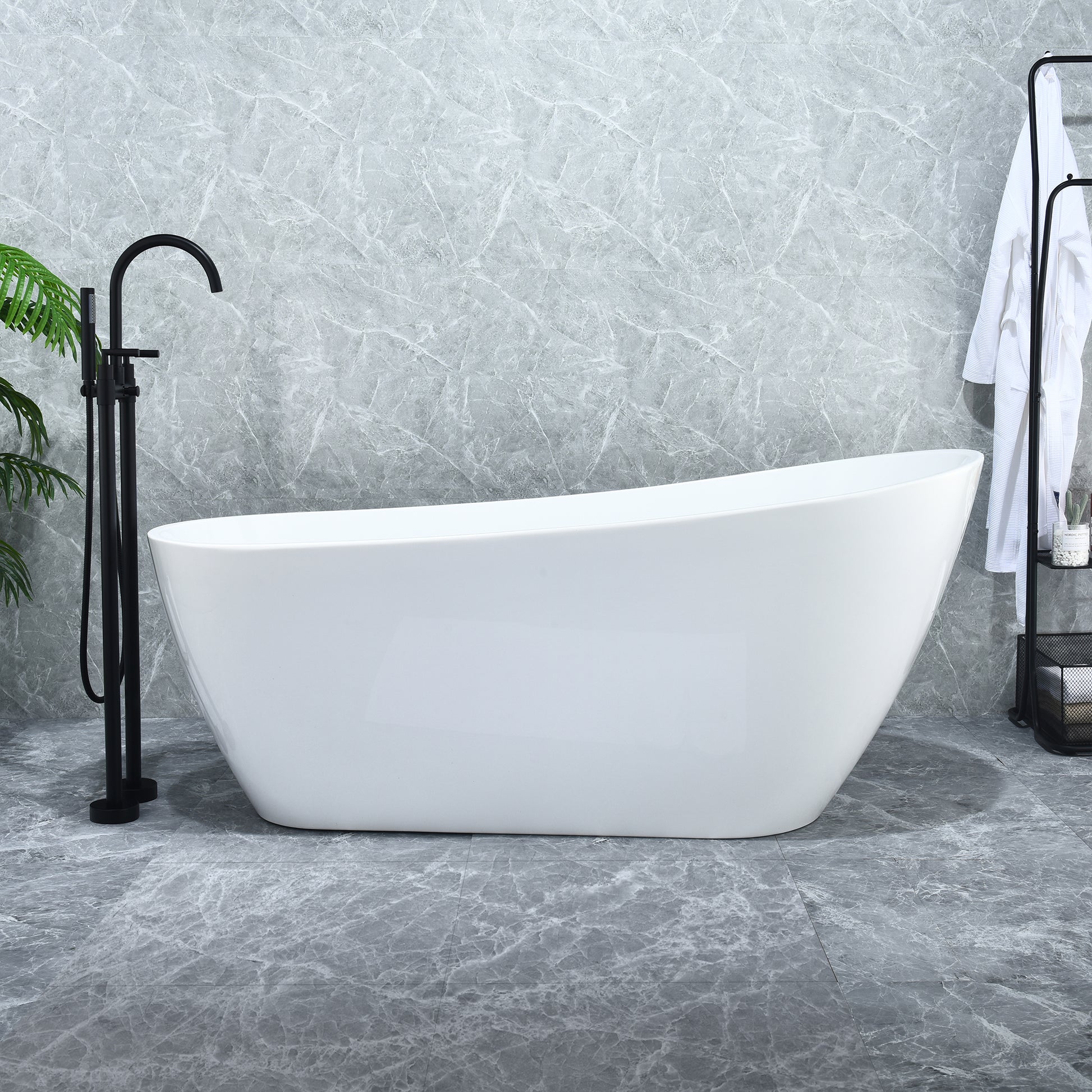 Contemporary, Single-Slipper Design Freestanding Bathtub by Altair