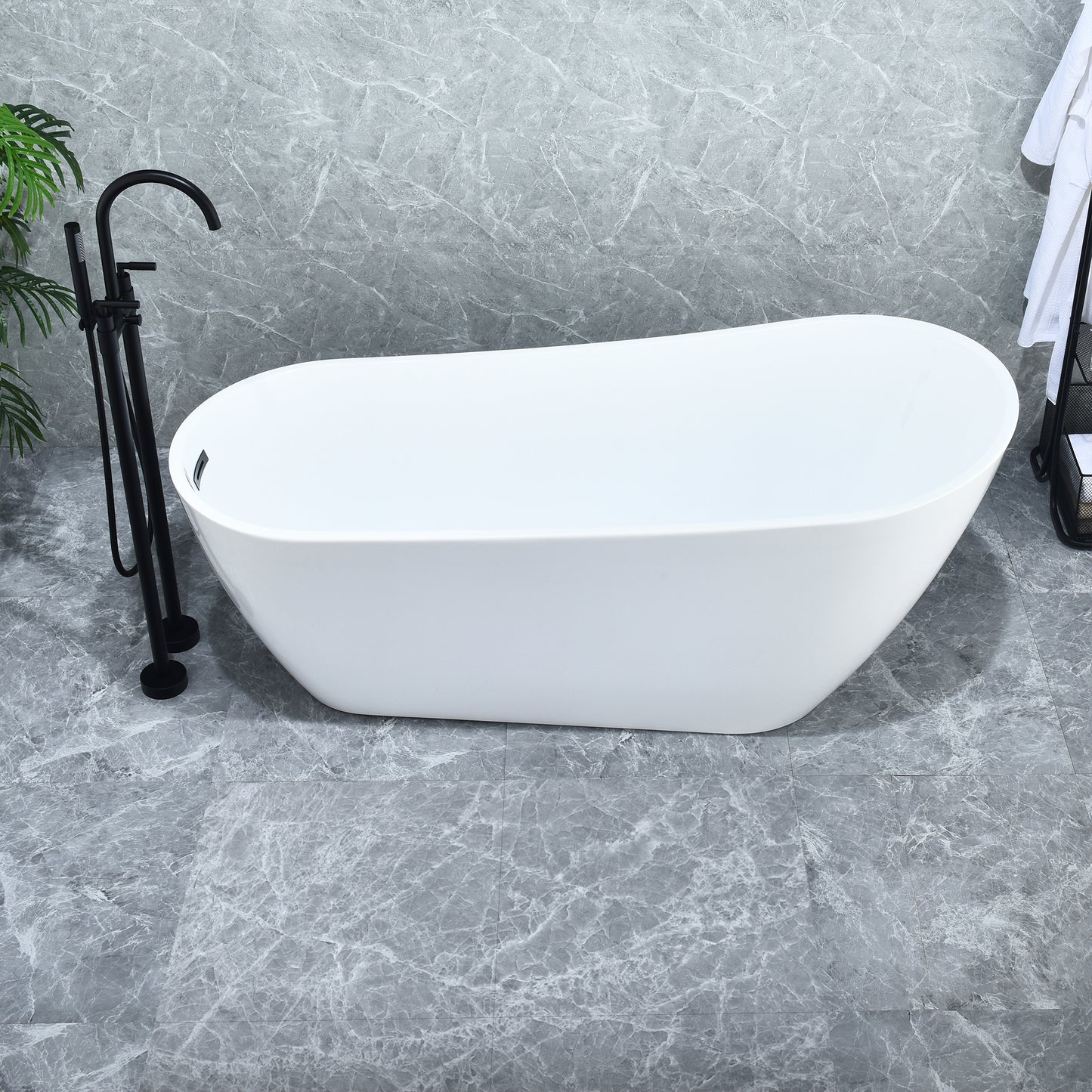 Contemporary, Single-Slipper Design Freestanding Bathtub by Altair