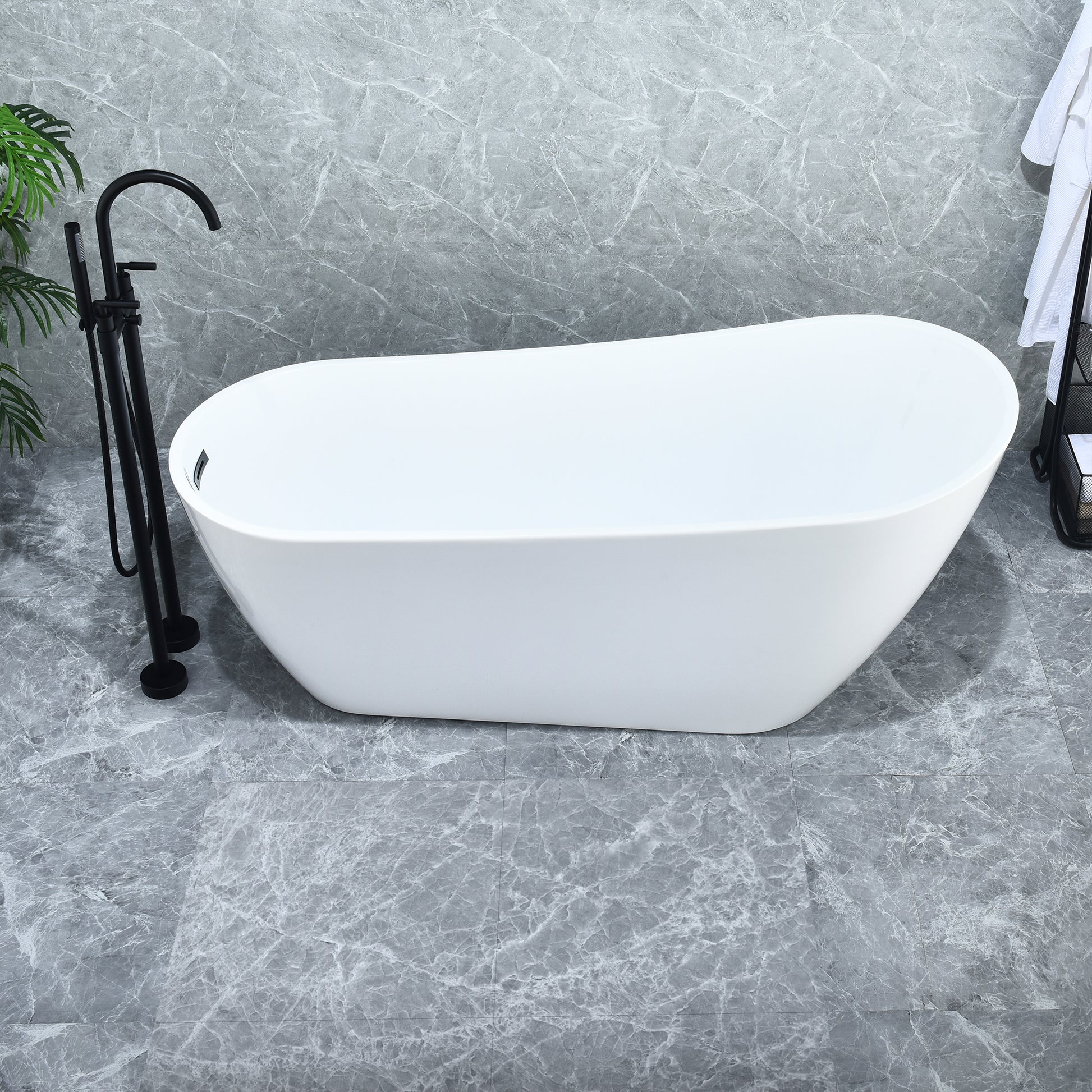 Contemporary, Single-Slipper Design Freestanding Bathtub by Altair