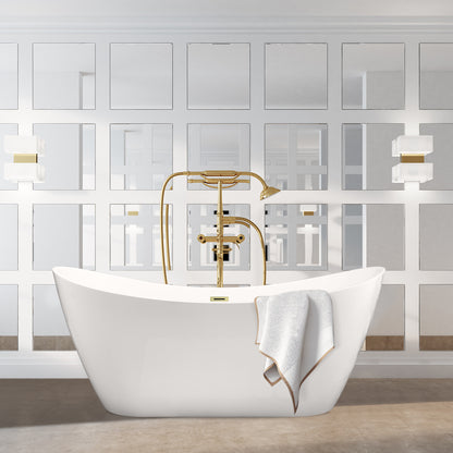 Contemporary, Double-Slipper Design Freestanding Bathtub by Altair