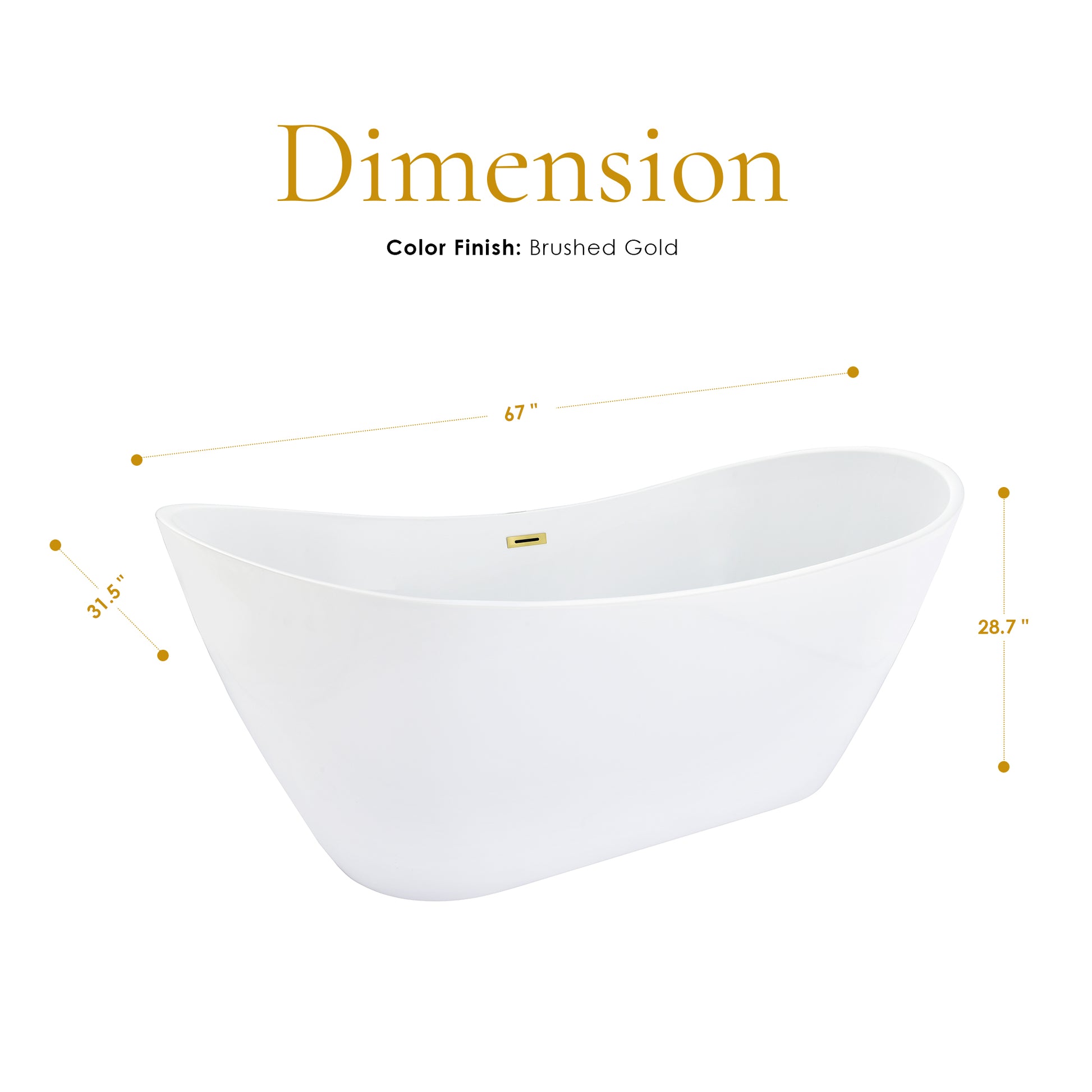 Contemporary, Double-Slipper Design Freestanding Bathtub by Altair