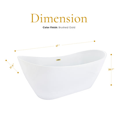 Contemporary, Double-Slipper Design Freestanding Bathtub by Altair