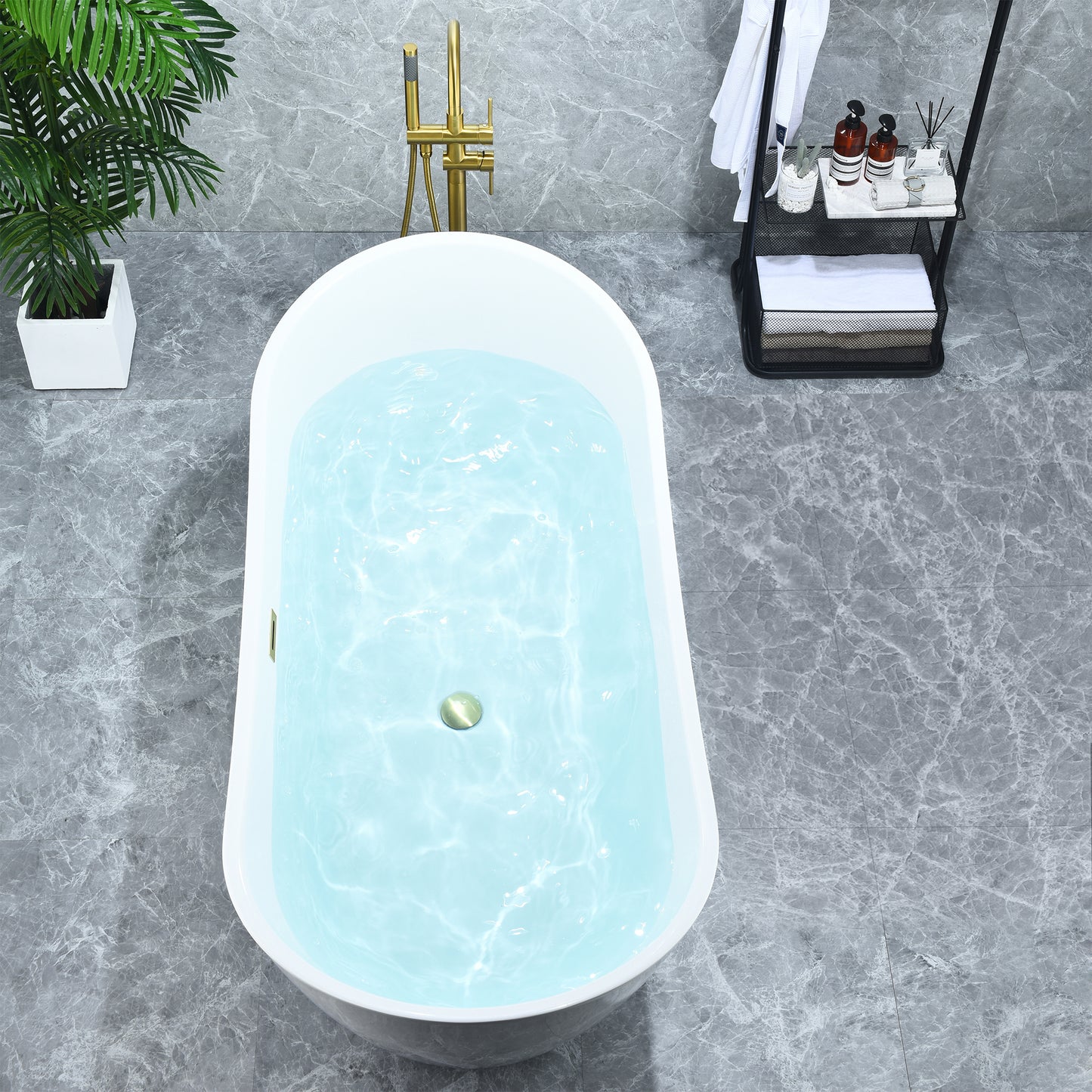Contemporary, Double-Slipper Design Freestanding Bathtub by Altair