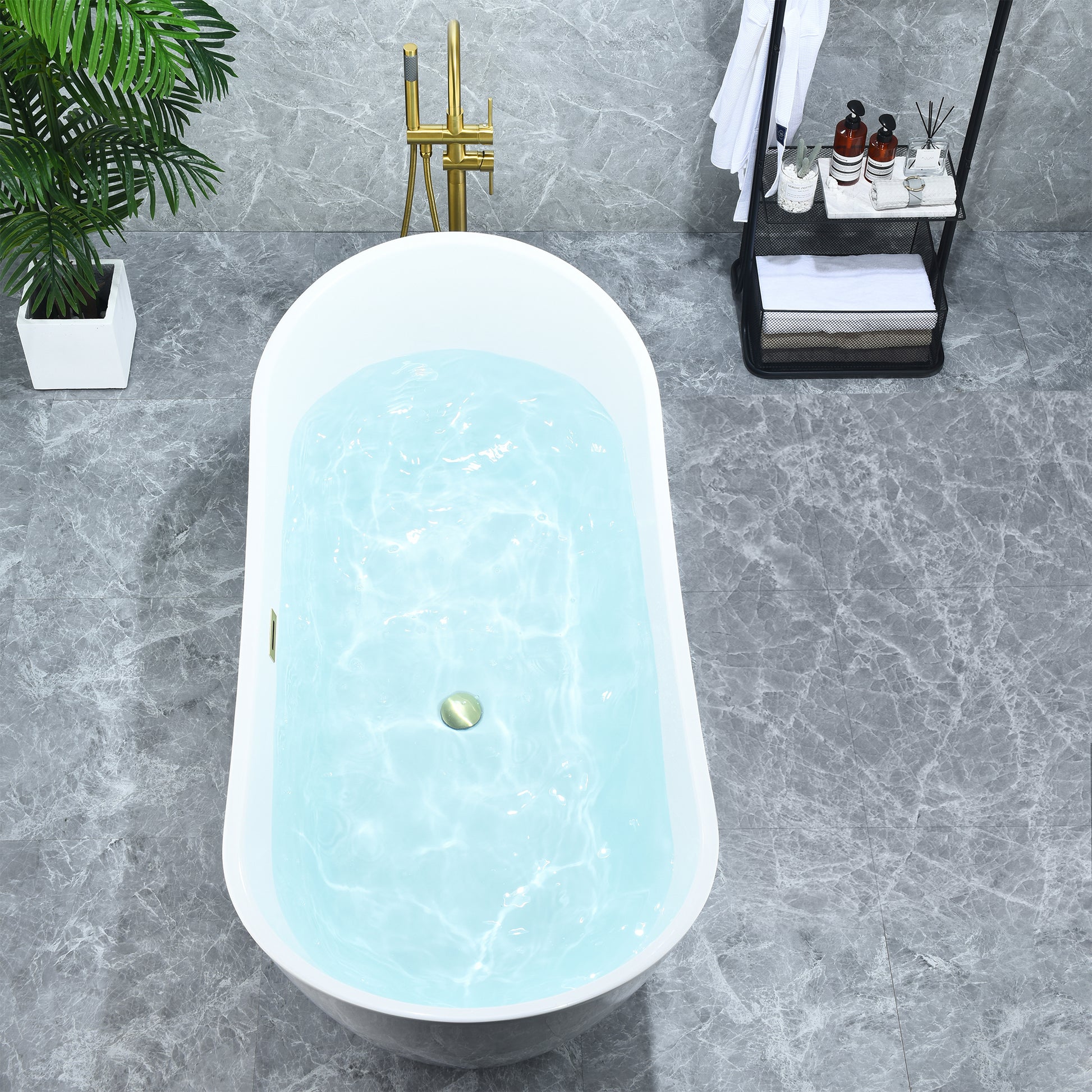 Contemporary, Double-Slipper Design Freestanding Bathtub by Altair