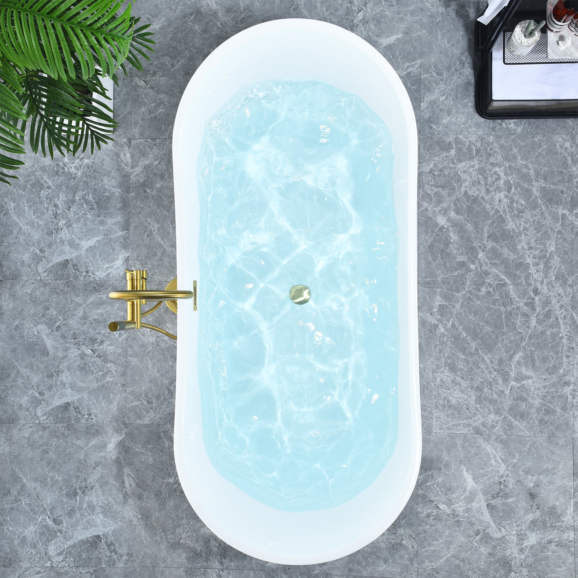 Contemporary, Double-Slipper Design Freestanding Bathtub by Altair