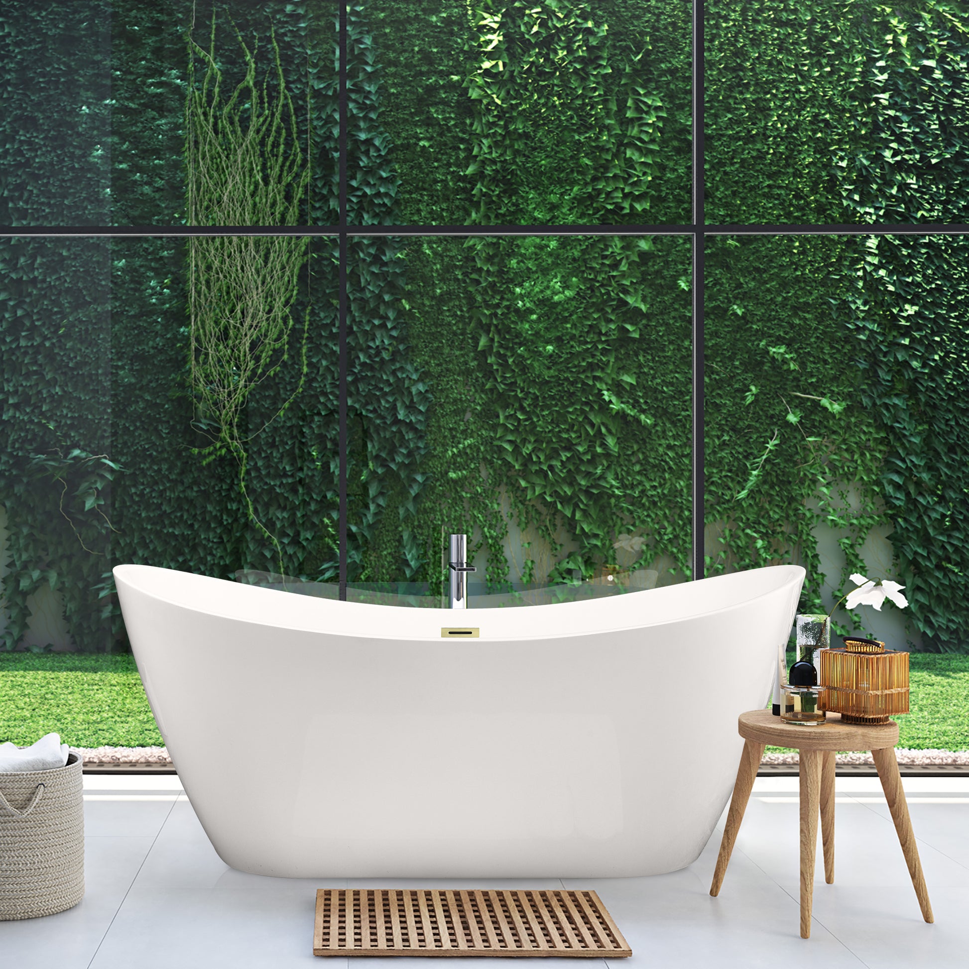 Contemporary, Double-Slipper Design Freestanding Bathtub by Altair