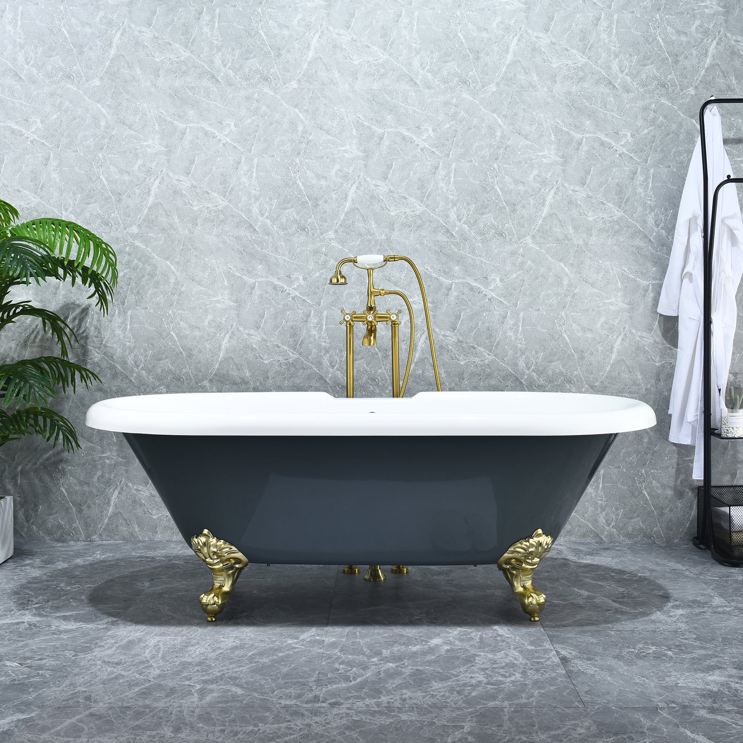 Gray Breathtaking Oval Clawfoot Bathtub by Altair