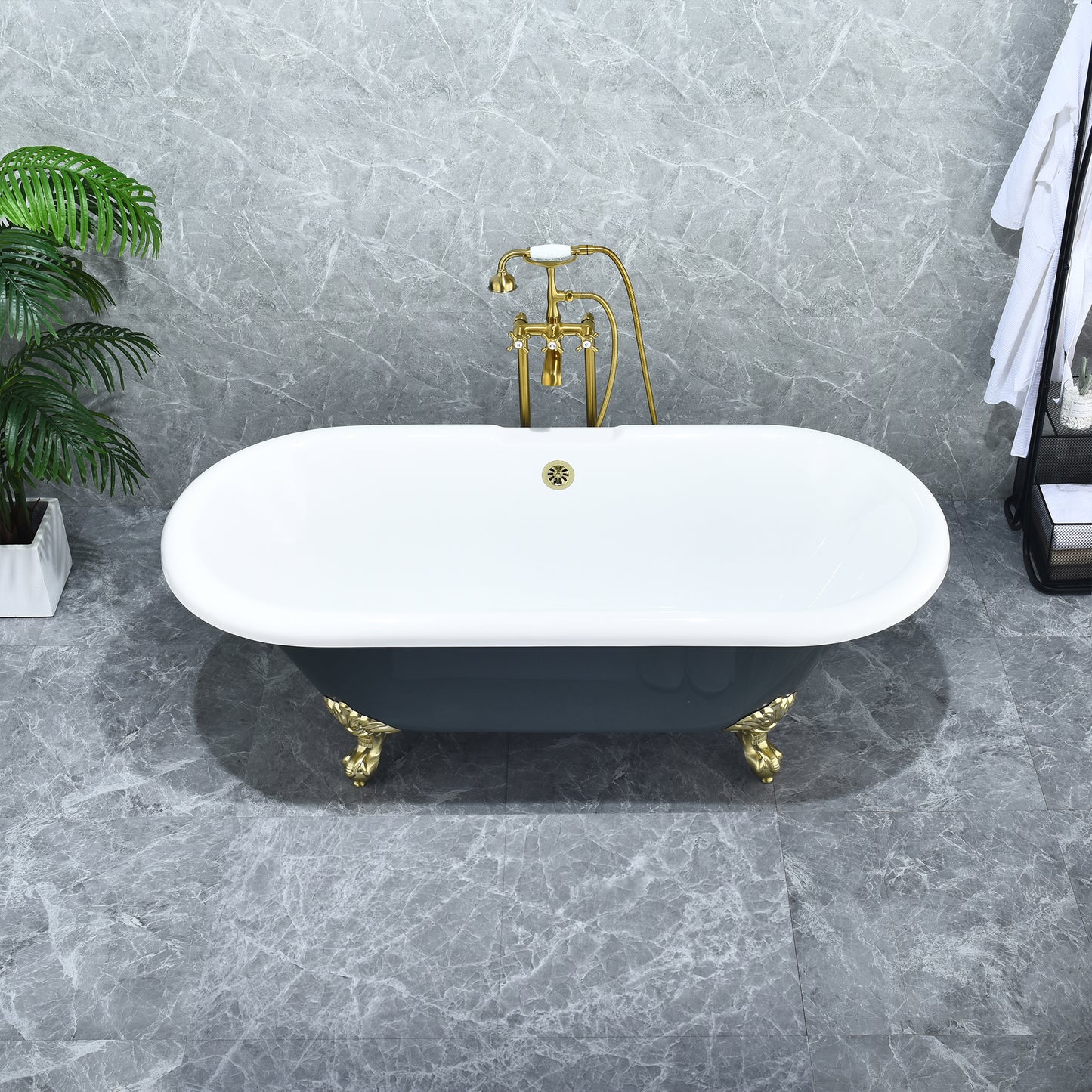 Gray Breathtaking Oval Clawfoot Bathtub by Altair