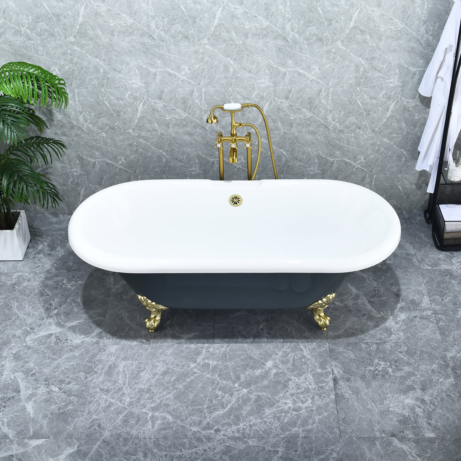 Gray Breathtaking Oval Clawfoot Bathtub by Altair