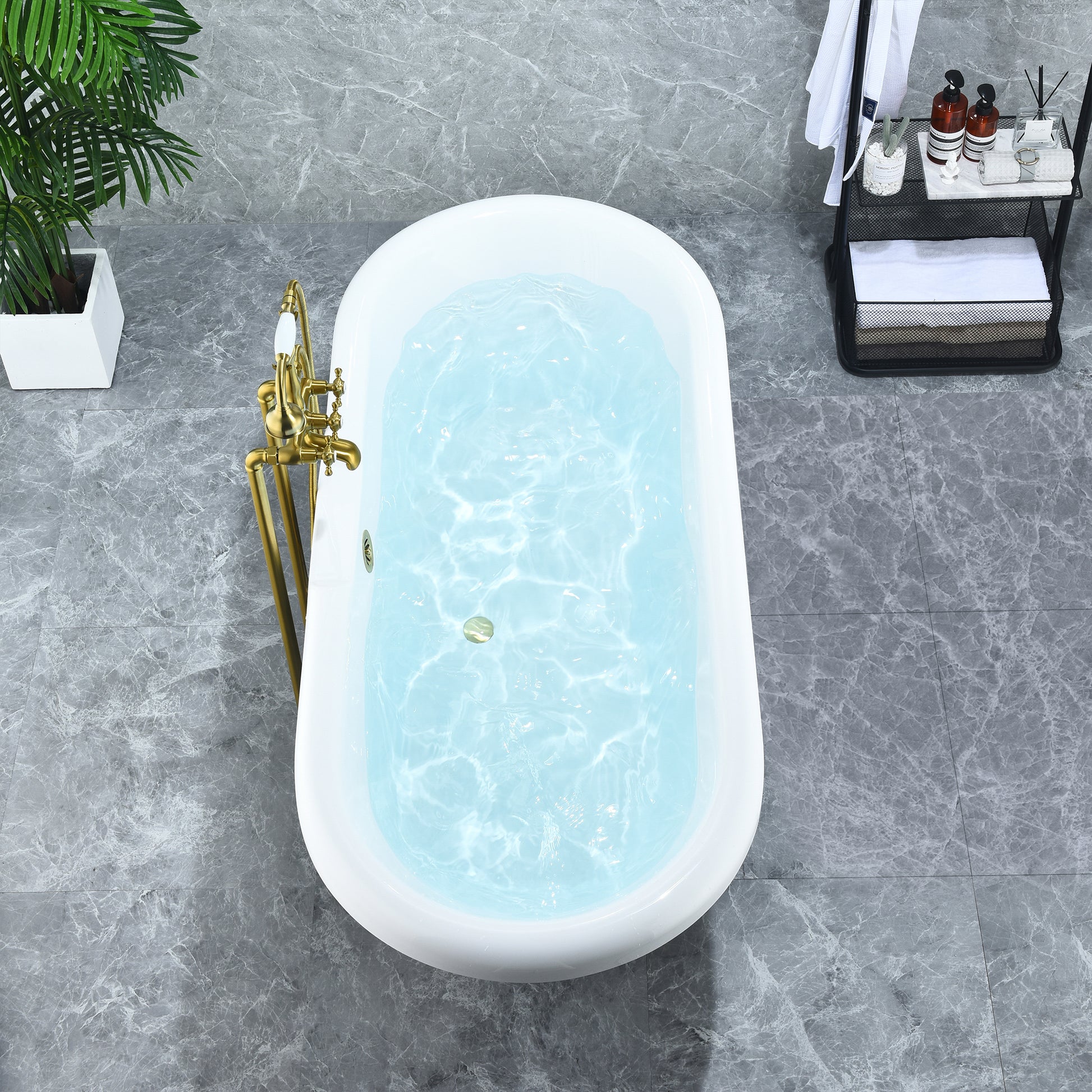 Gray Breathtaking Oval Clawfoot Bathtub by Altair