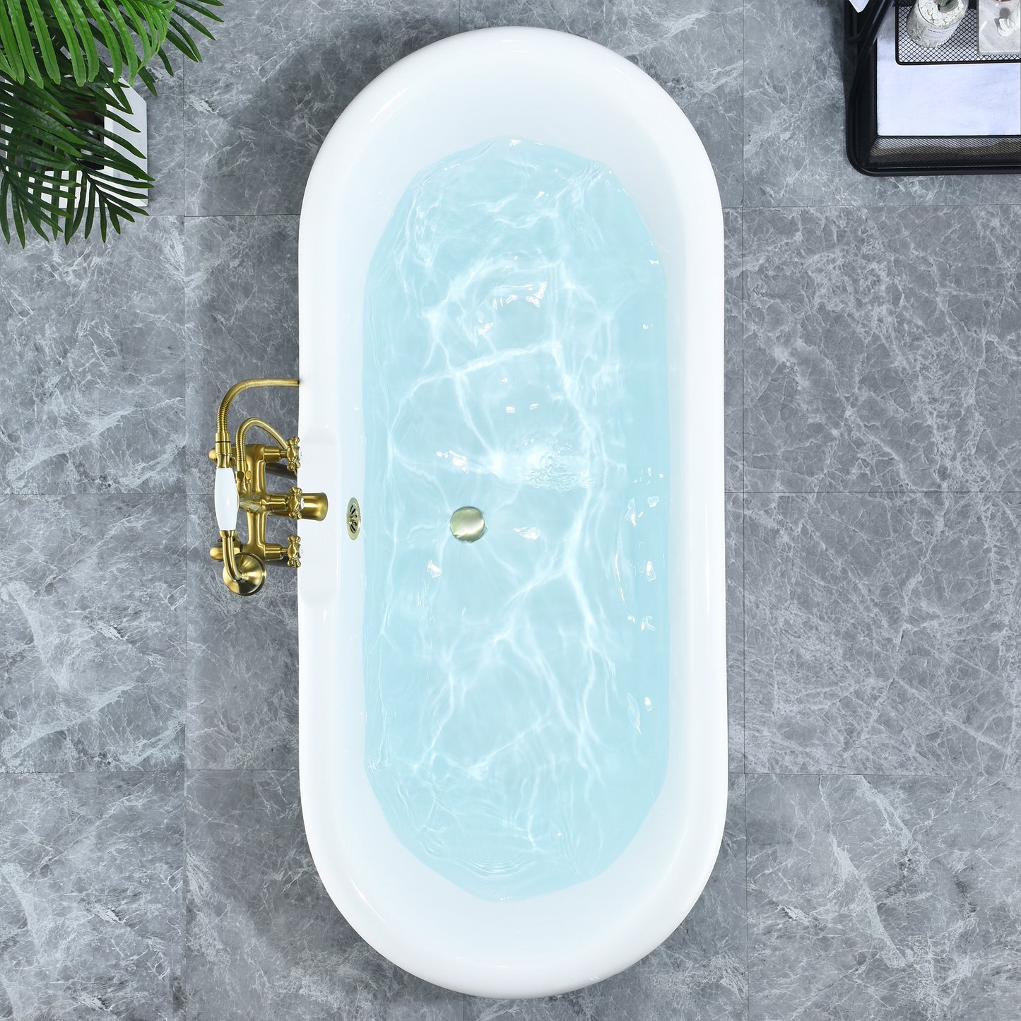 Gray Breathtaking Oval Clawfoot Bathtub by Altair