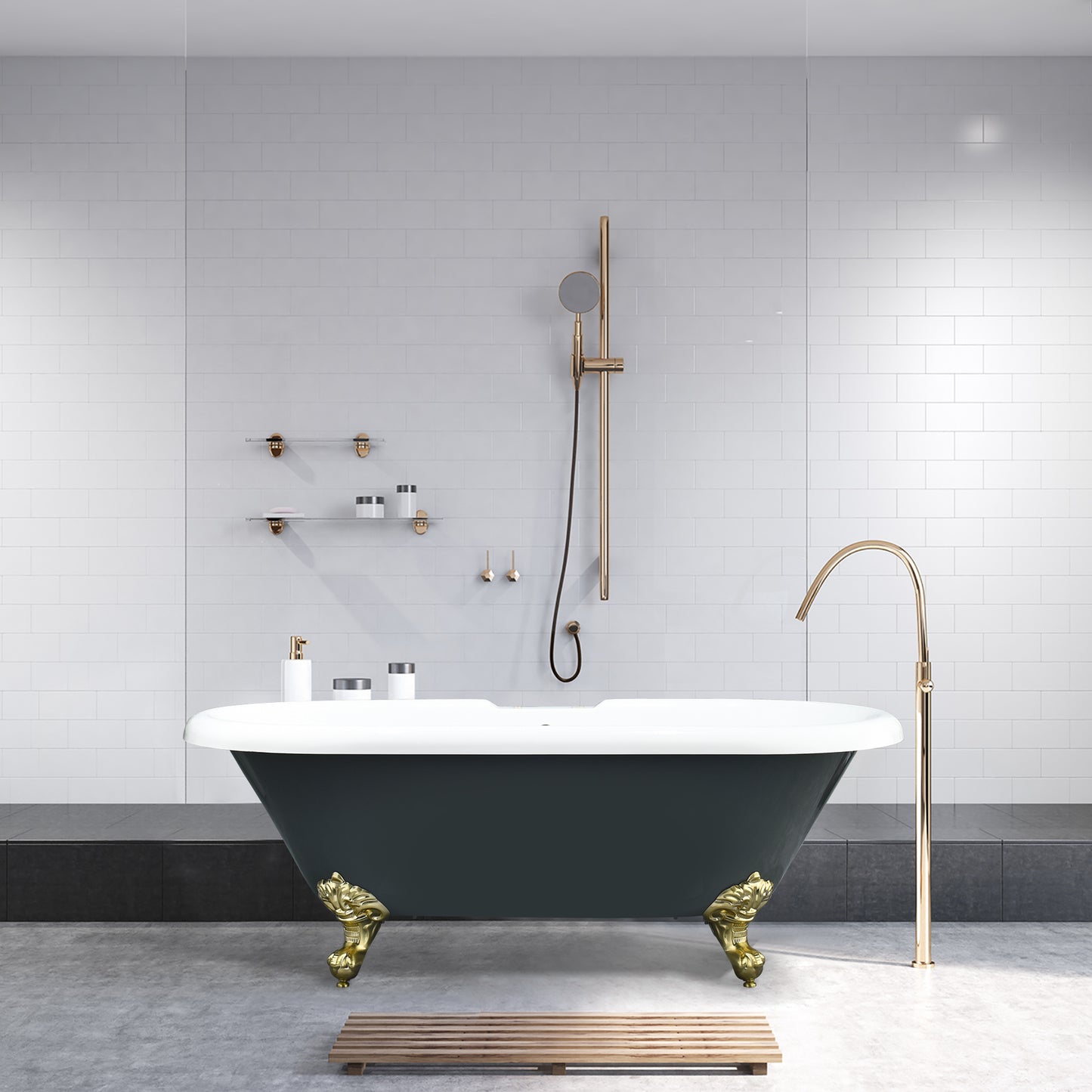 Gray Breathtaking Oval Clawfoot Bathtub by Altair