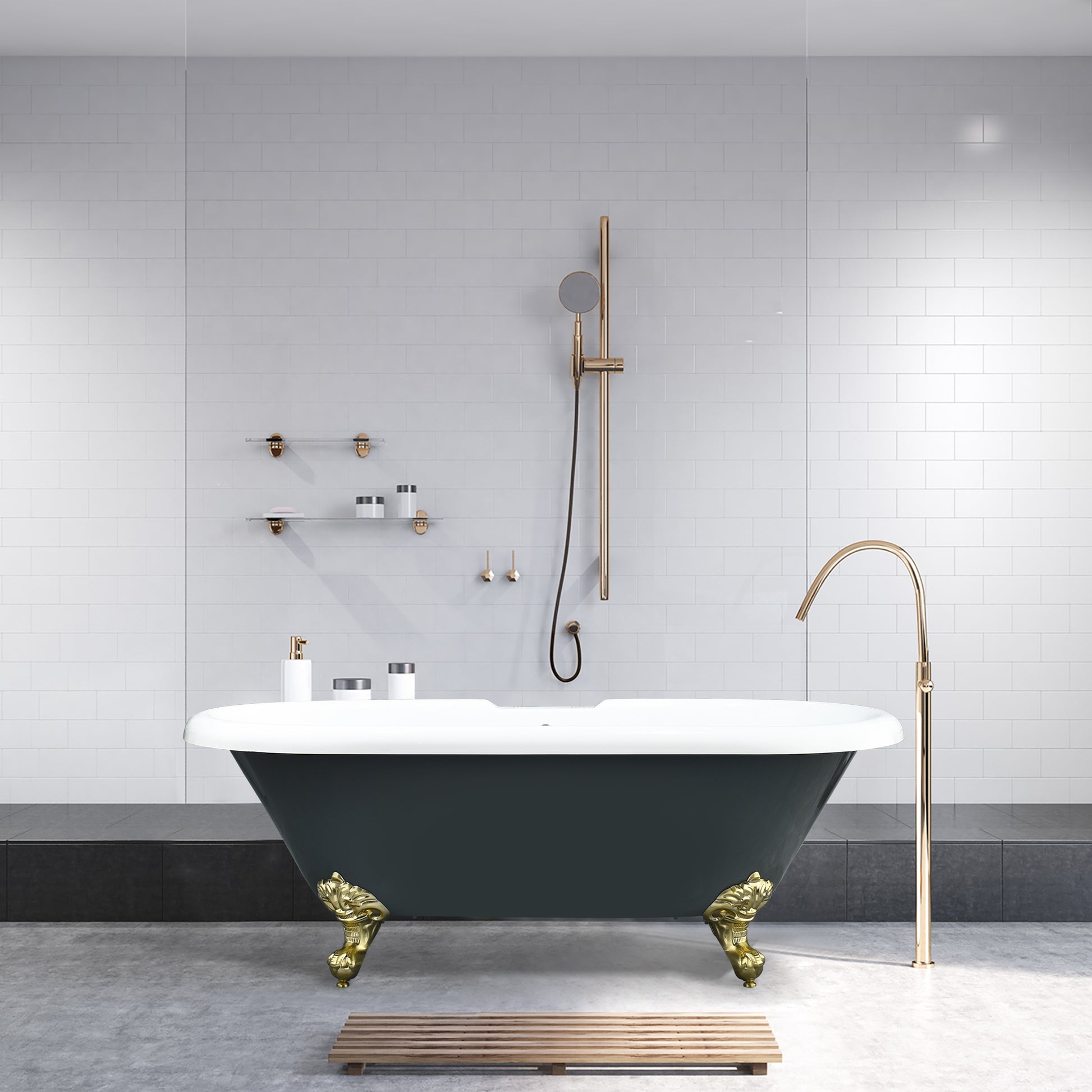 Gray Breathtaking Oval Clawfoot Bathtub by Altair