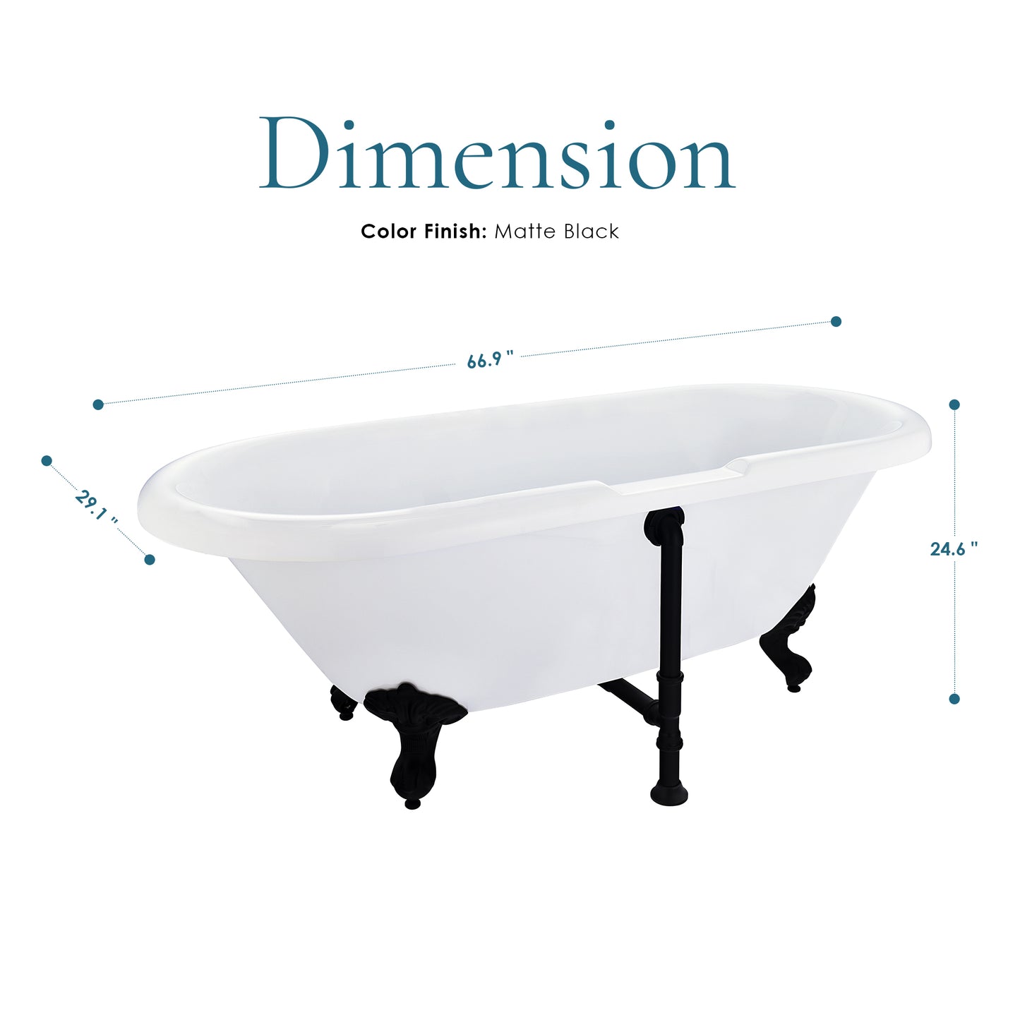 Gray Breathtaking Oval Clawfoot Bathtub by Altair