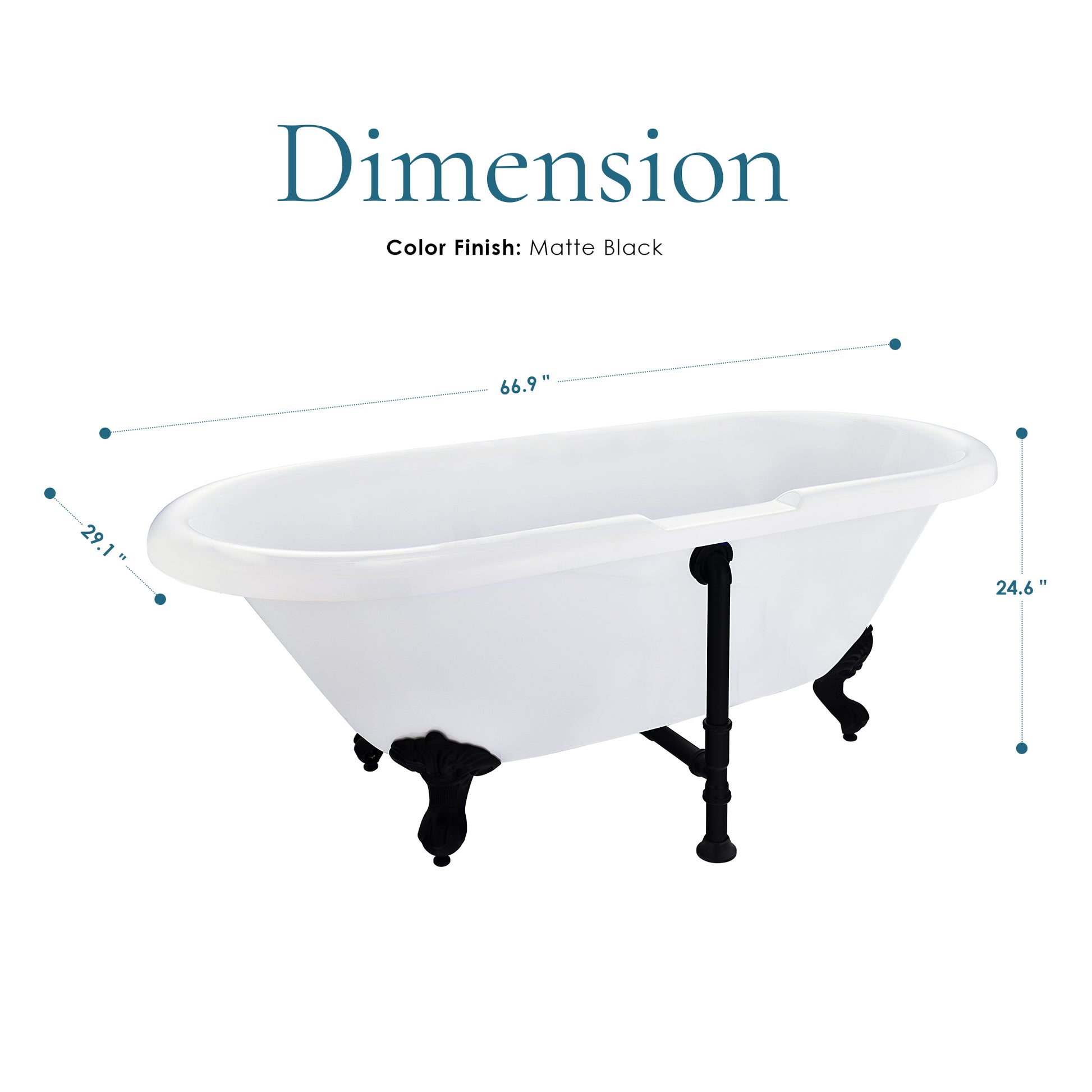 Gray Breathtaking Oval Clawfoot Bathtub by Altair