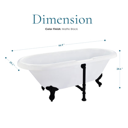 Gray Breathtaking Oval Clawfoot Bathtub by Altair