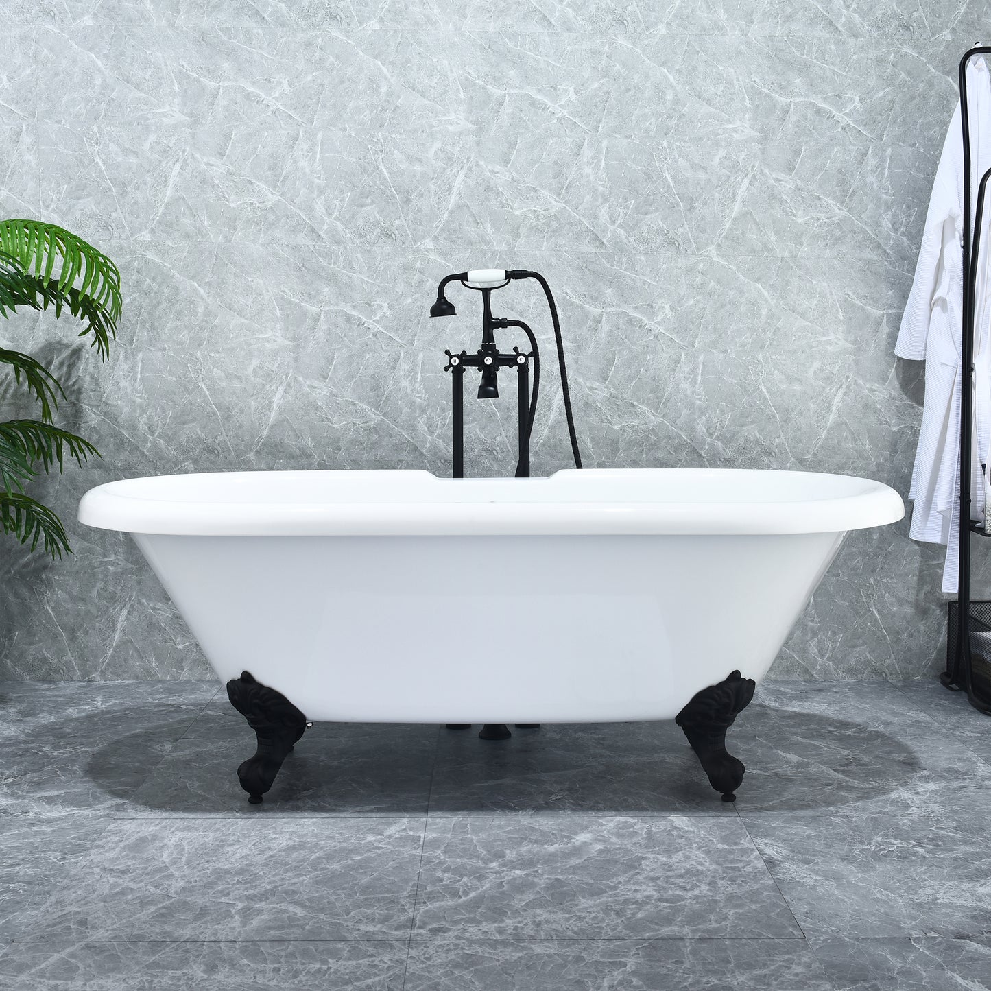 Gray Breathtaking Oval Clawfoot Bathtub by Altair