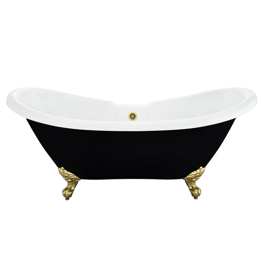 Black Double Slipper Clawfoot Bathtub by Altair
