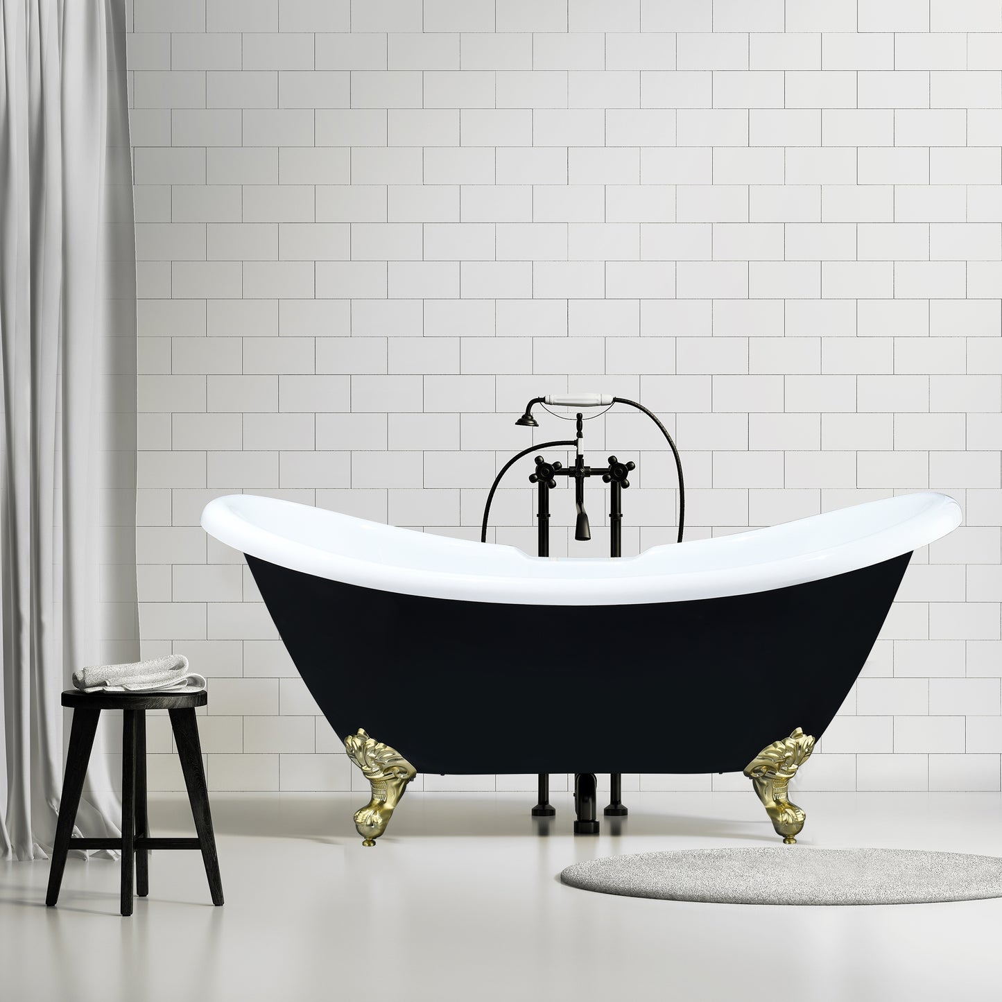 Black Double Slipper Clawfoot Bathtub by Altair