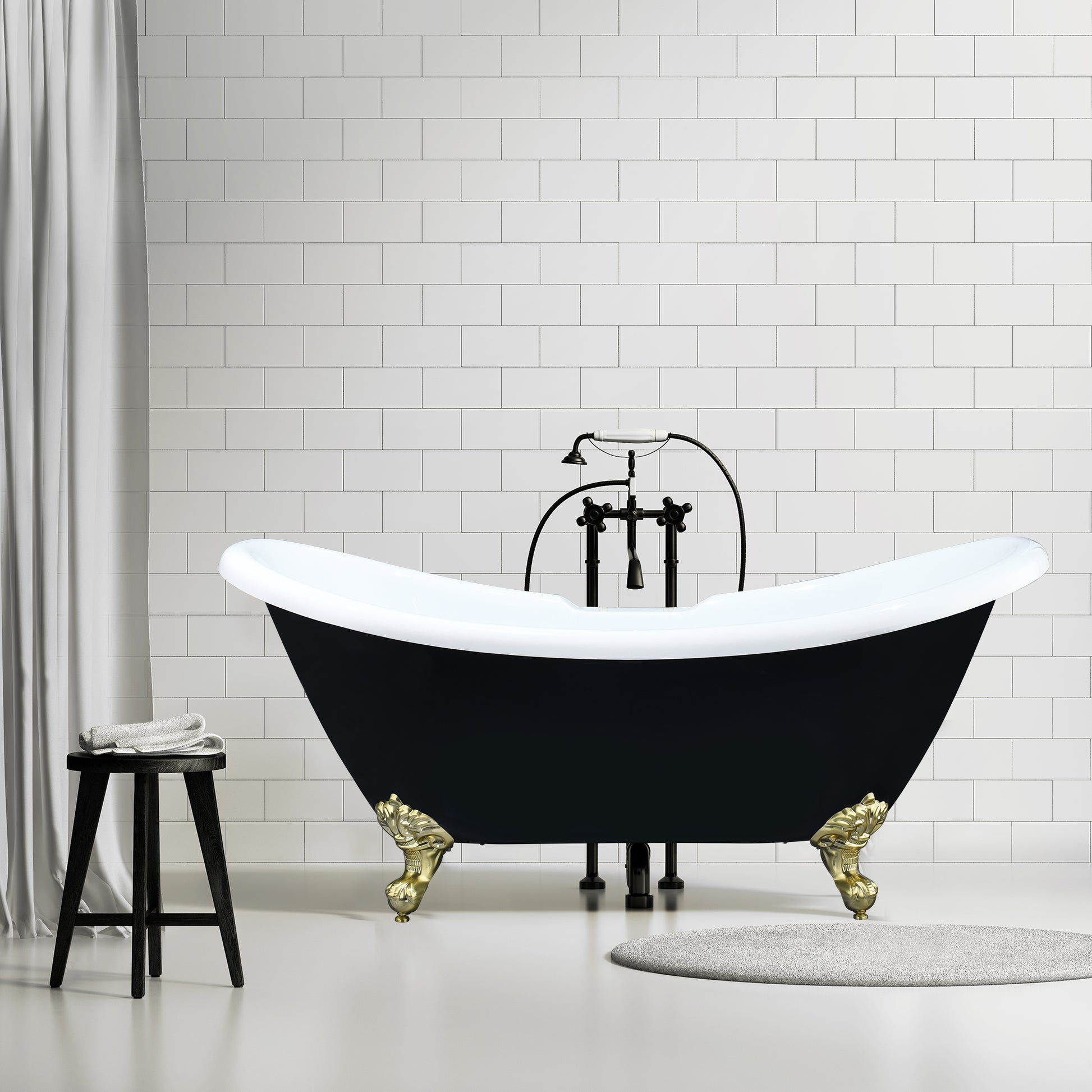Black Double Slipper Clawfoot Bathtub by Altair