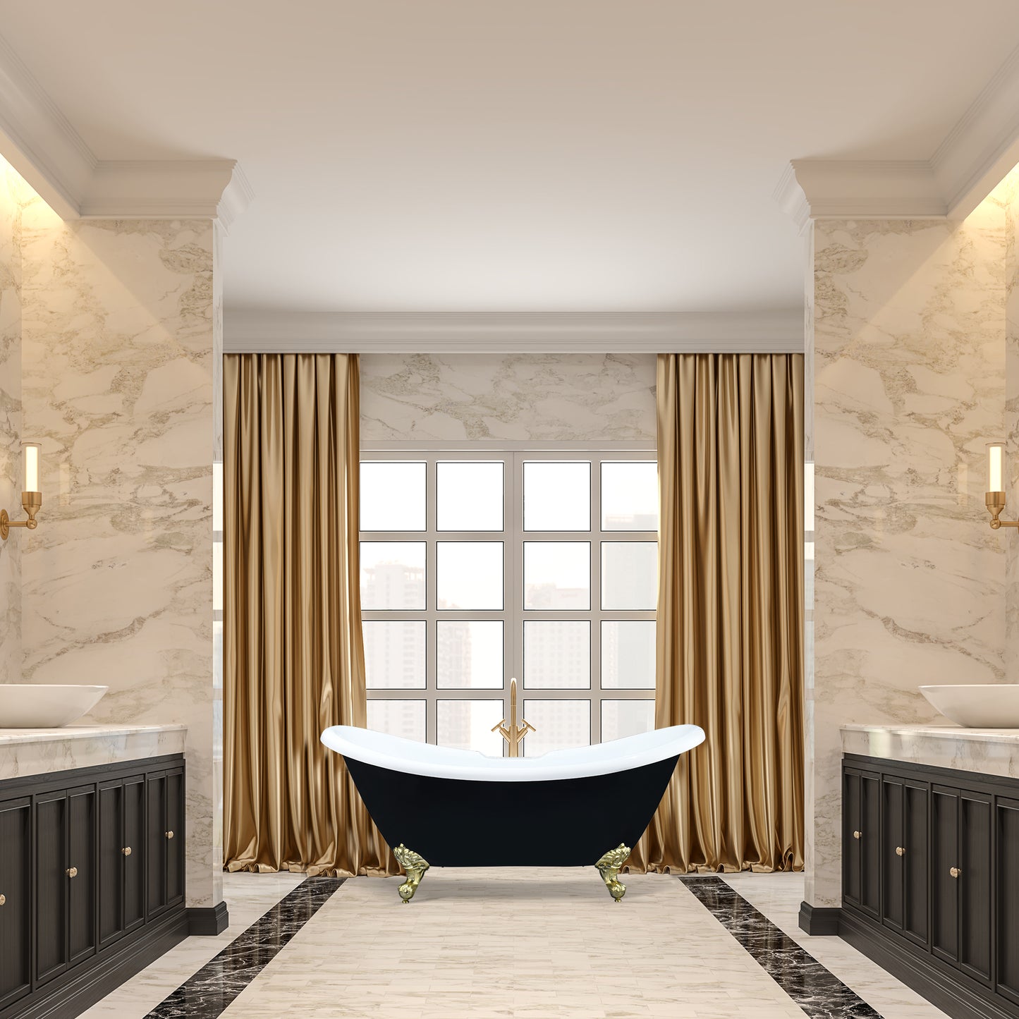 Black Double Slipper Clawfoot Bathtub by Altair