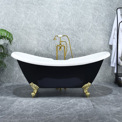 Black Double Slipper Clawfoot Bathtub by Altair