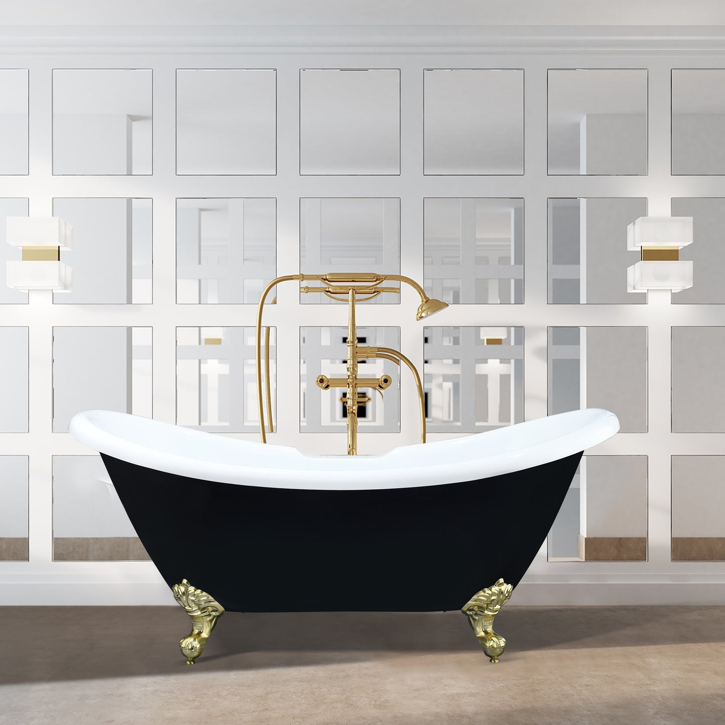 Black Double Slipper Clawfoot Bathtub by Altair