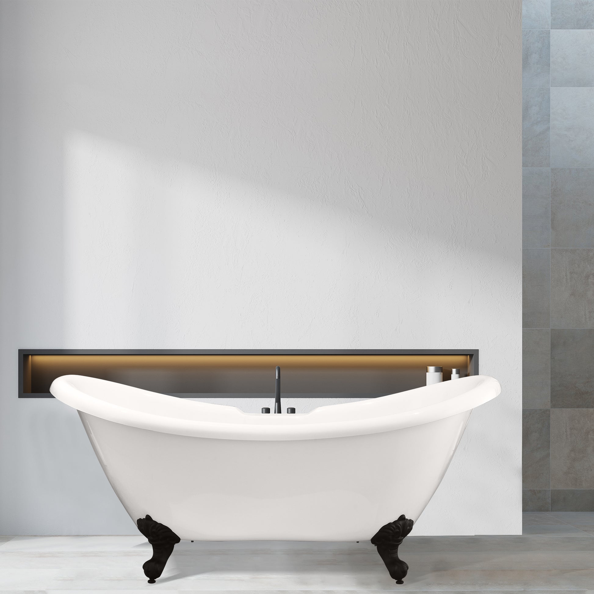 Black Double Slipper Clawfoot Bathtub by Altair