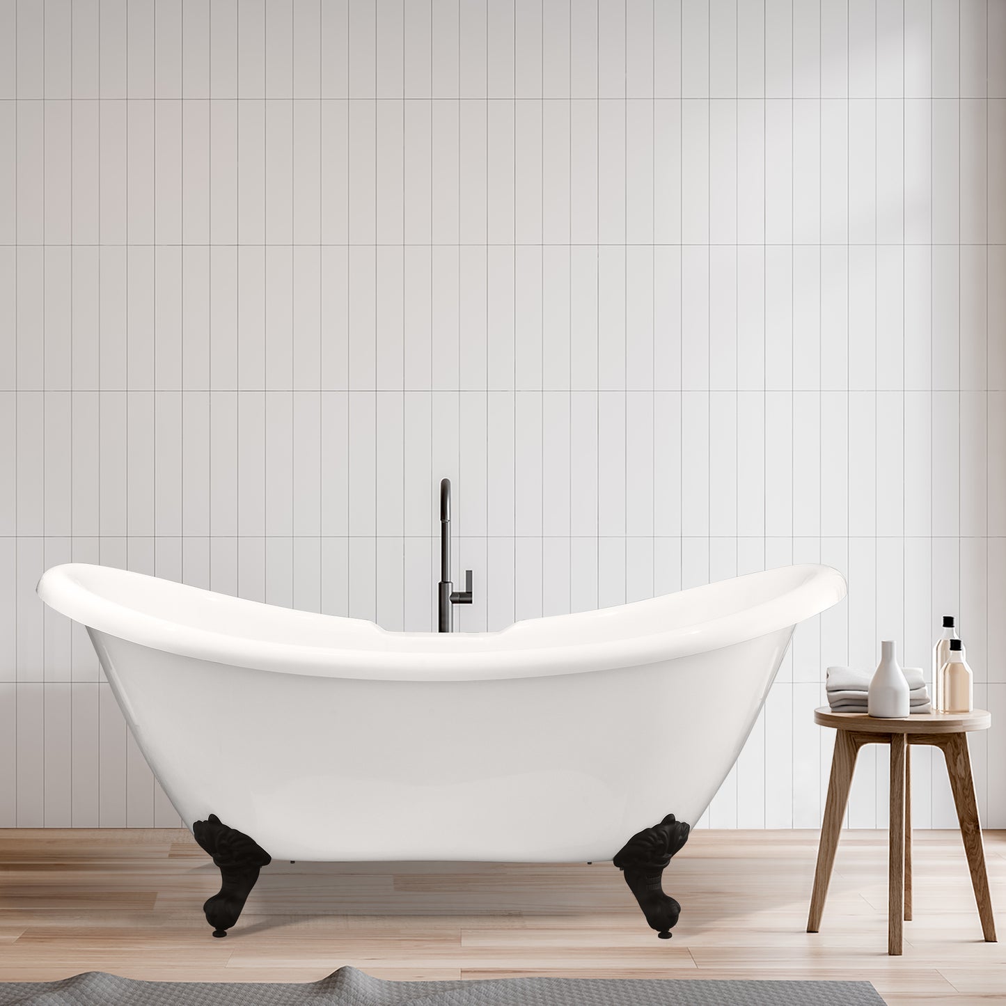 Black Double Slipper Clawfoot Bathtub by Altair