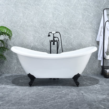 Black Double Slipper Clawfoot Bathtub by Altair