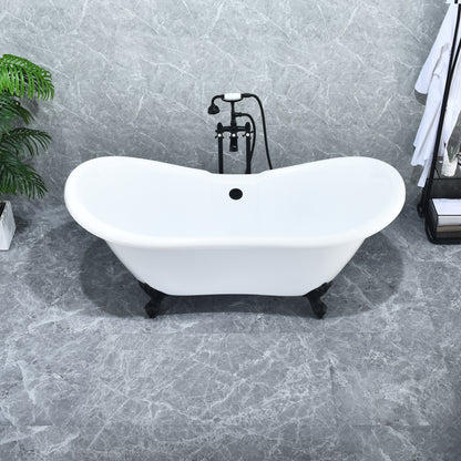 Black Double Slipper Clawfoot Bathtub by Altair