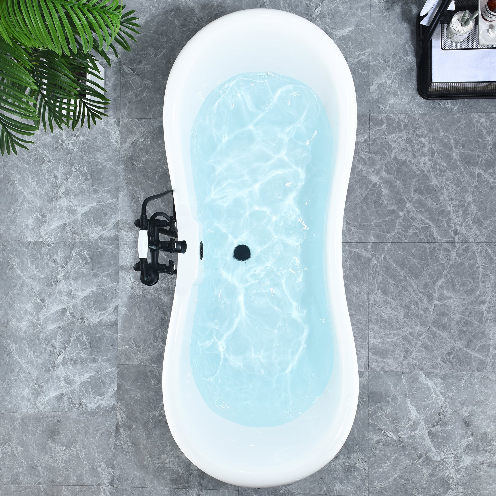 Black Double Slipper Clawfoot Bathtub by Altair