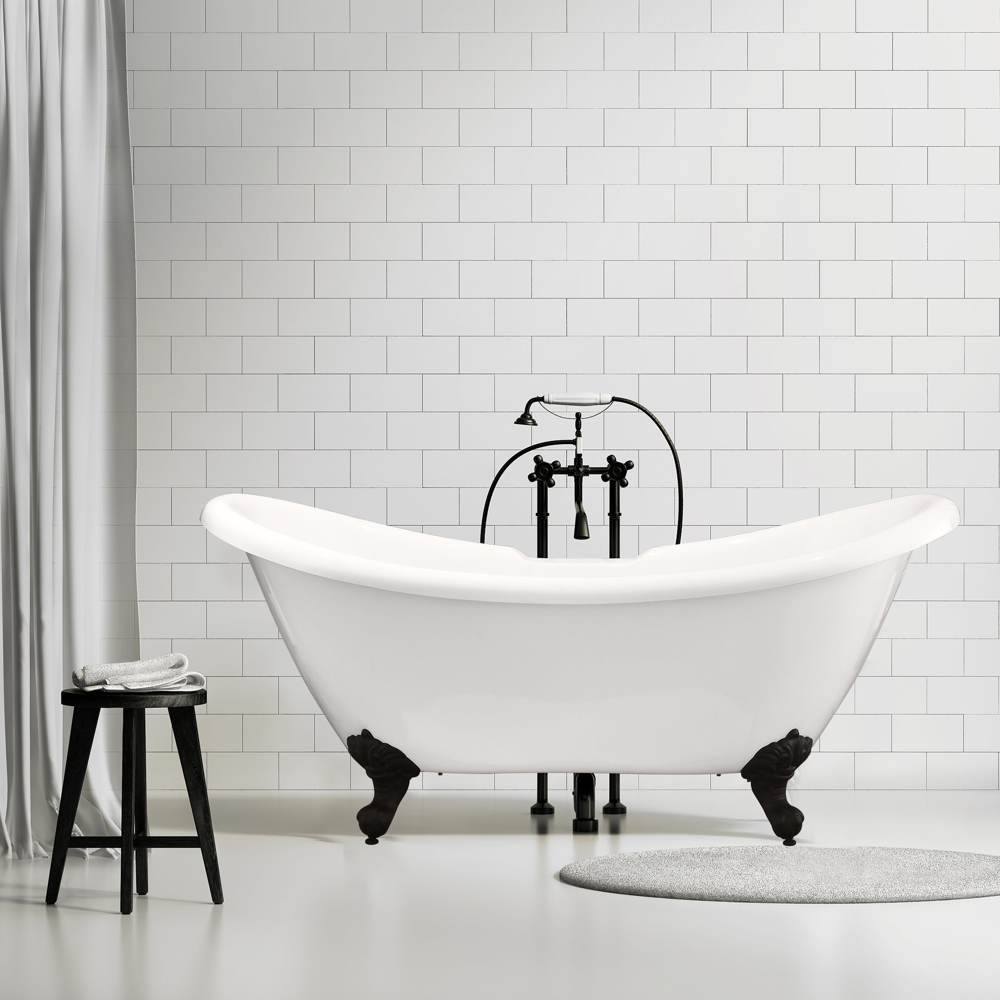 Black Double Slipper Clawfoot Bathtub by Altair