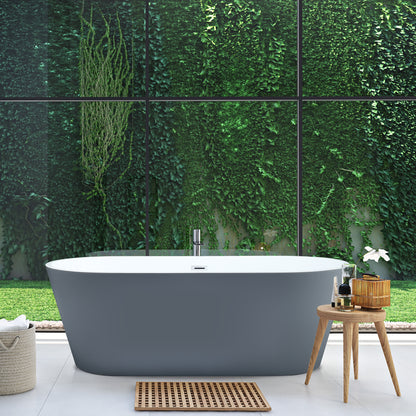 Gray Contemporary Oval Design Freestanding Bathtub by Altair