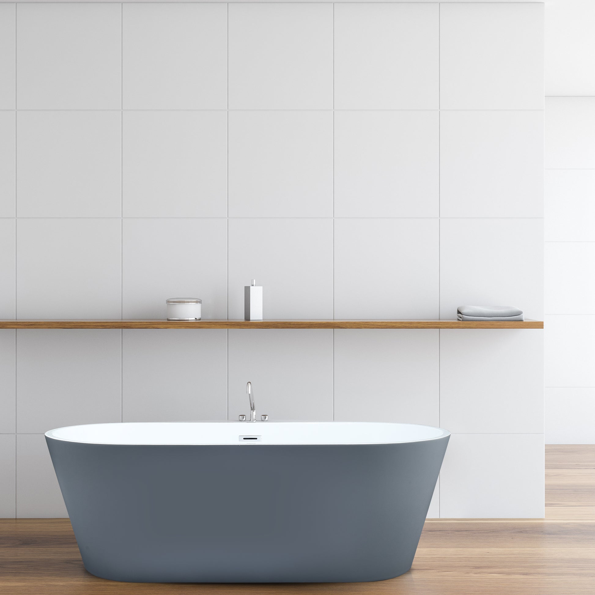Gray Contemporary Oval Design Freestanding Bathtub by Altair