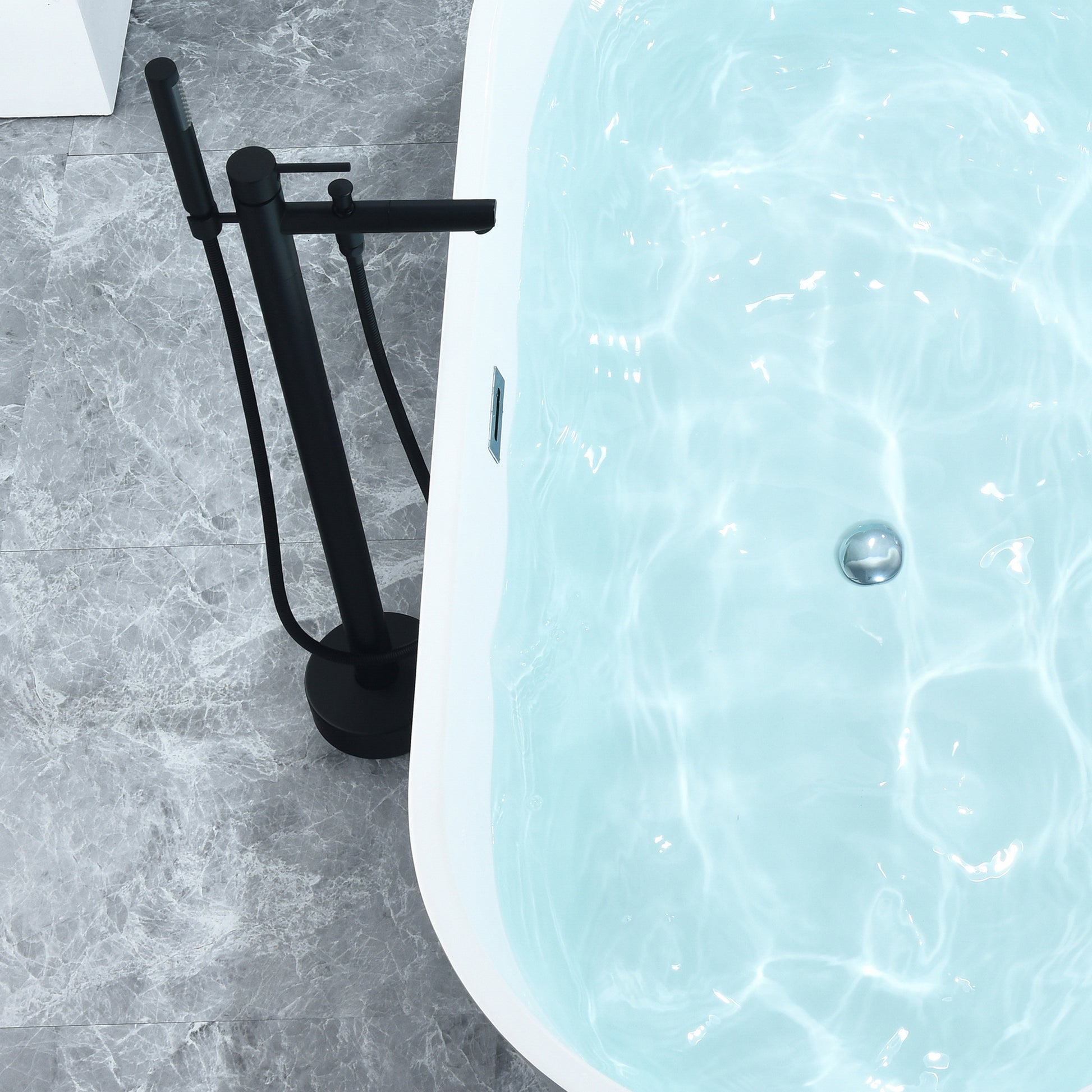 Gray Contemporary Oval Design Freestanding Bathtub by Altair
