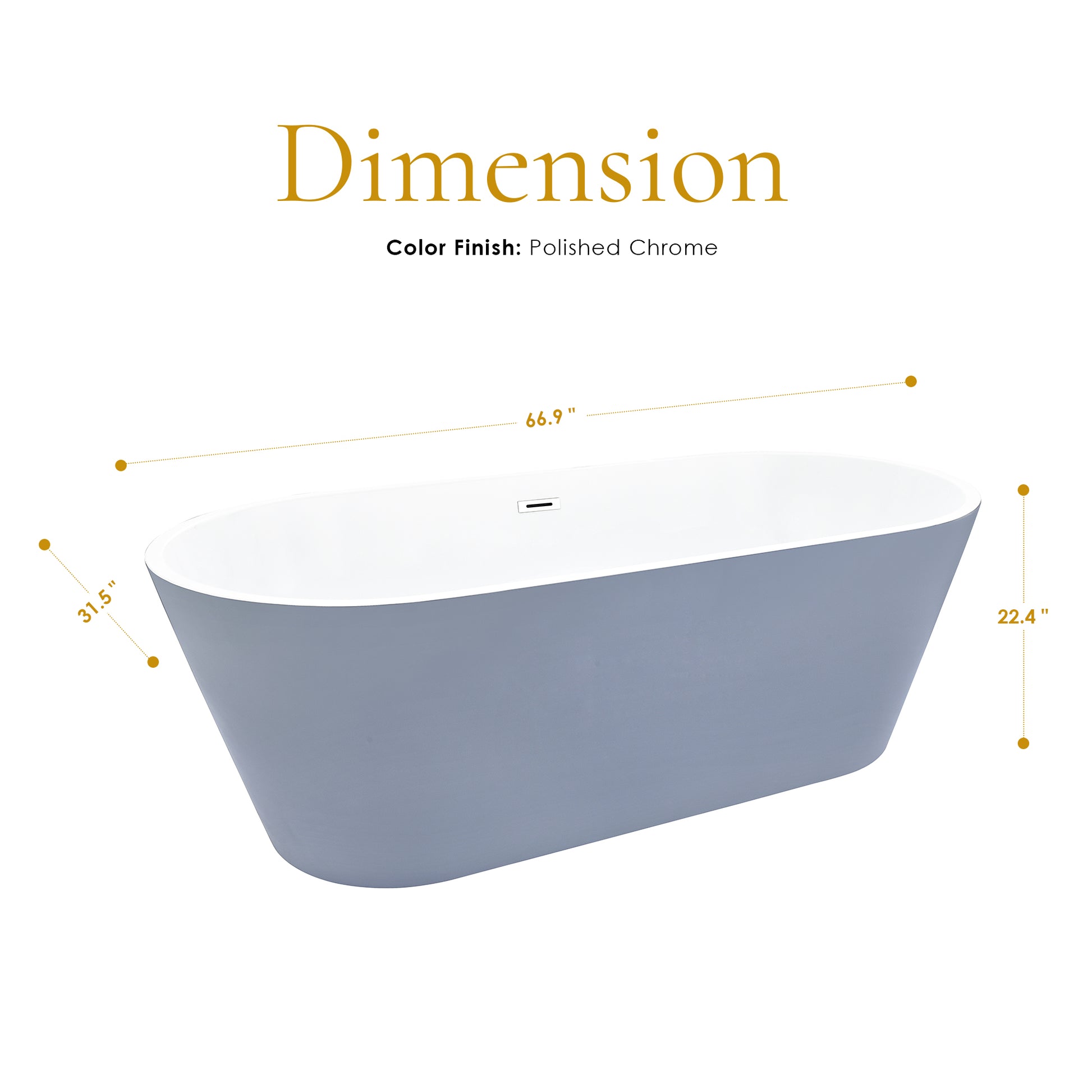 Gray Contemporary Oval Design Freestanding Bathtub by Altair