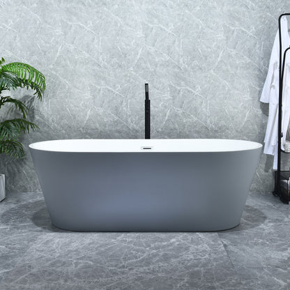 Gray Contemporary Oval Design Freestanding Bathtub by Altair