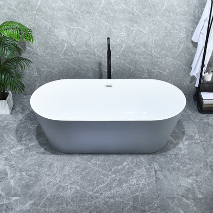 Gray Contemporary Oval Design Freestanding Bathtub by Altair