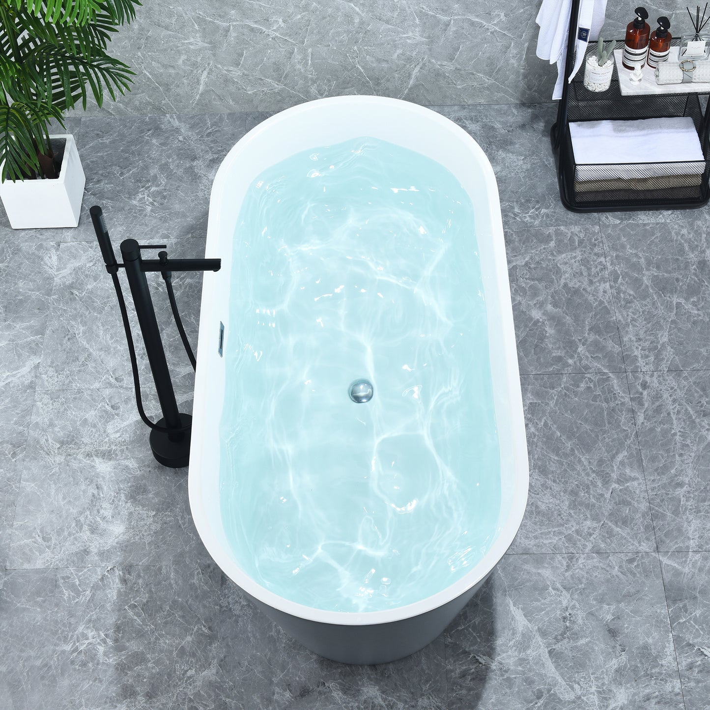 Gray Contemporary Oval Design Freestanding Bathtub by Altair