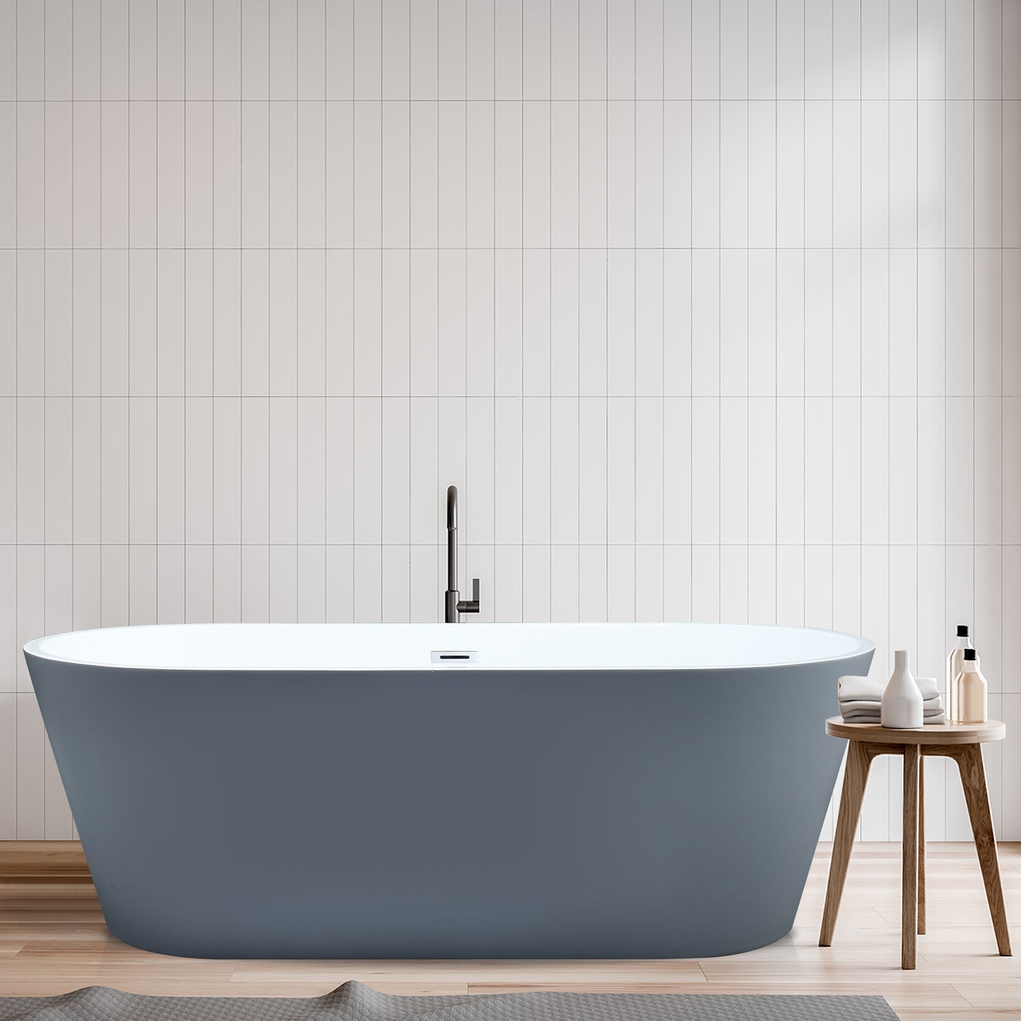 Gray Contemporary Oval Design Freestanding Bathtub by Altair