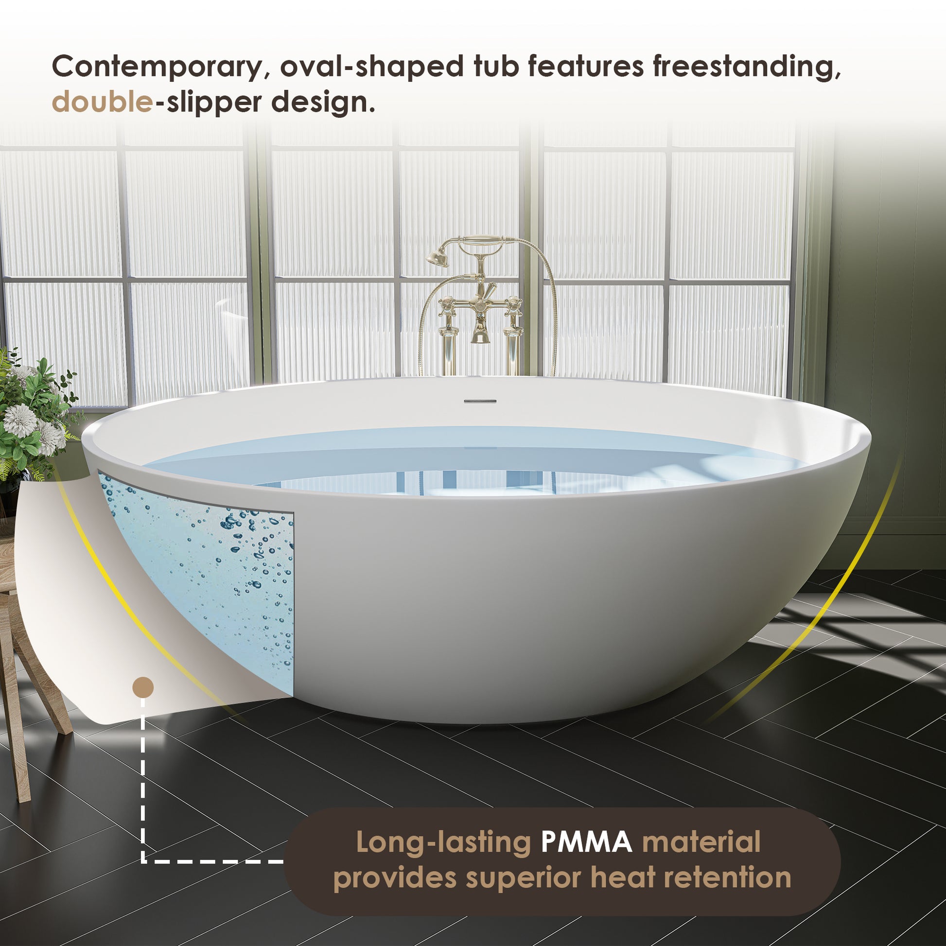 Ergonomic Design Solid Surface Soaking Bathtub by Altair
