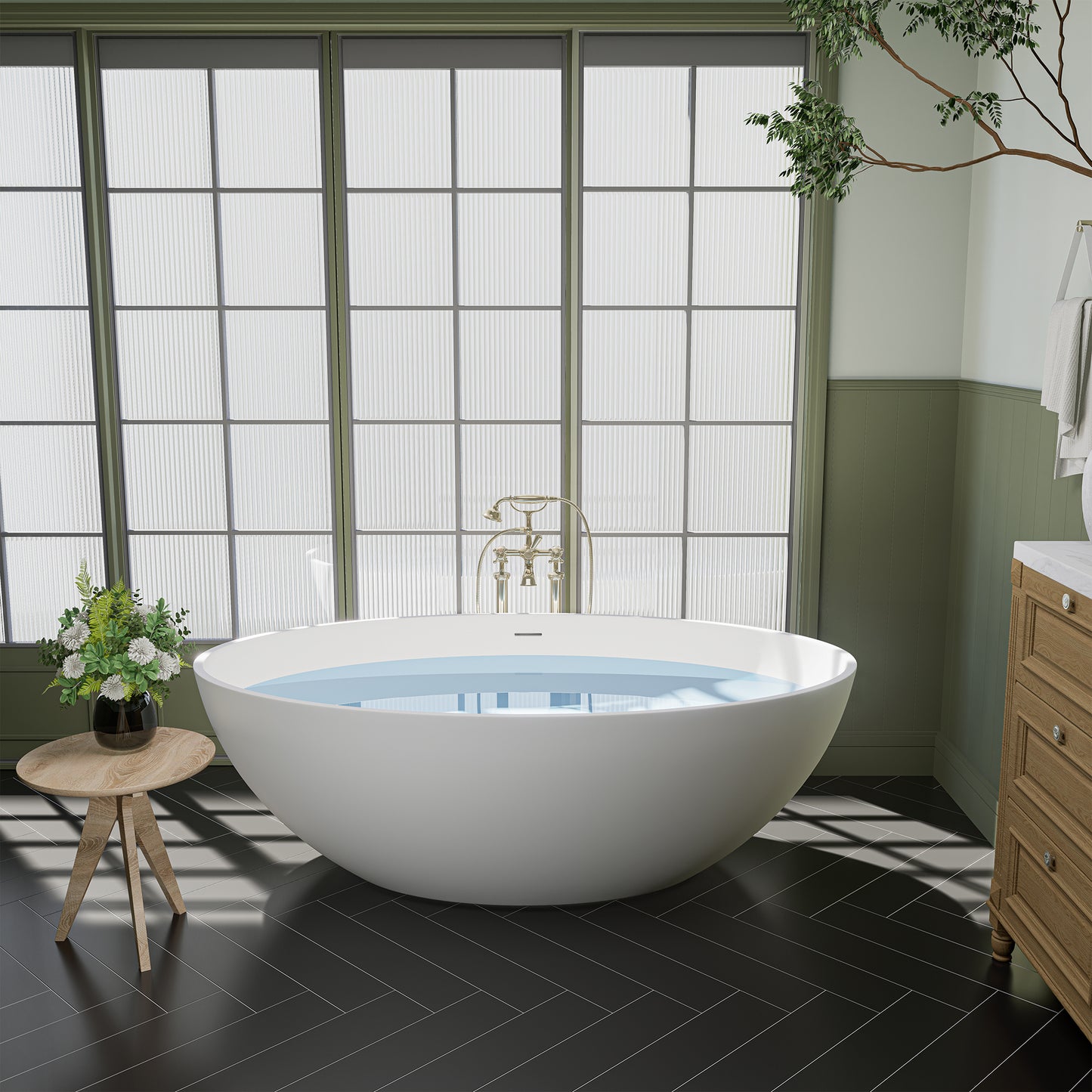 Ergonomic Design Solid Surface Soaking Bathtub by Altair