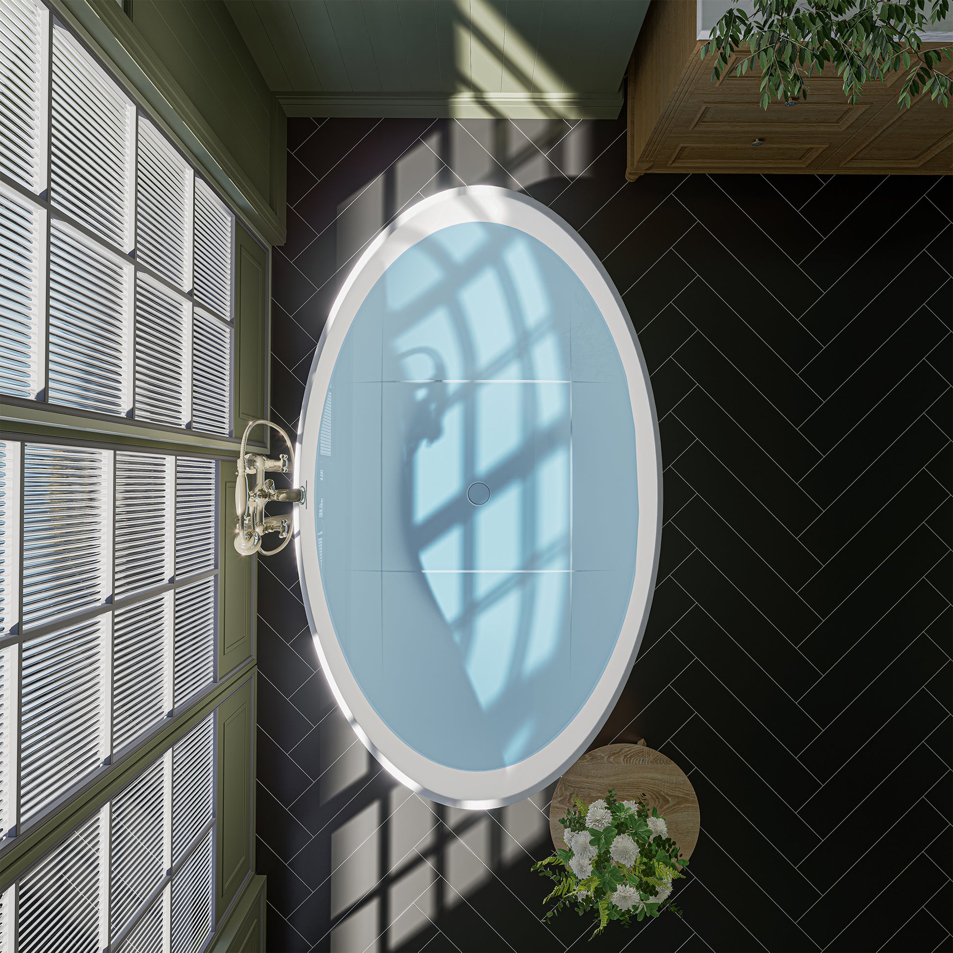 Ergonomic Design Solid Surface Soaking Bathtub by Altair